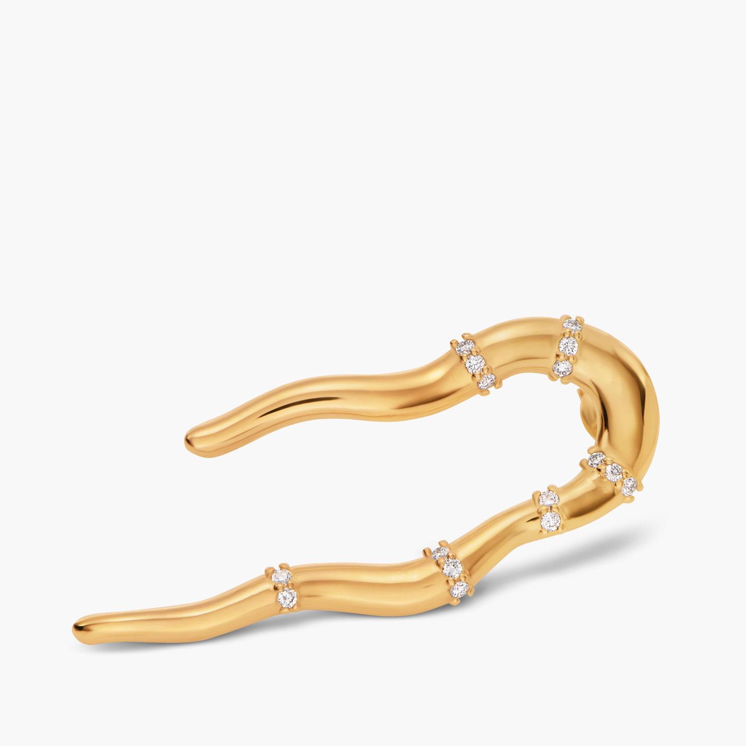 Boucles d’oreilles vague statement avec diamants – Or Vermeil-4 photo du produit