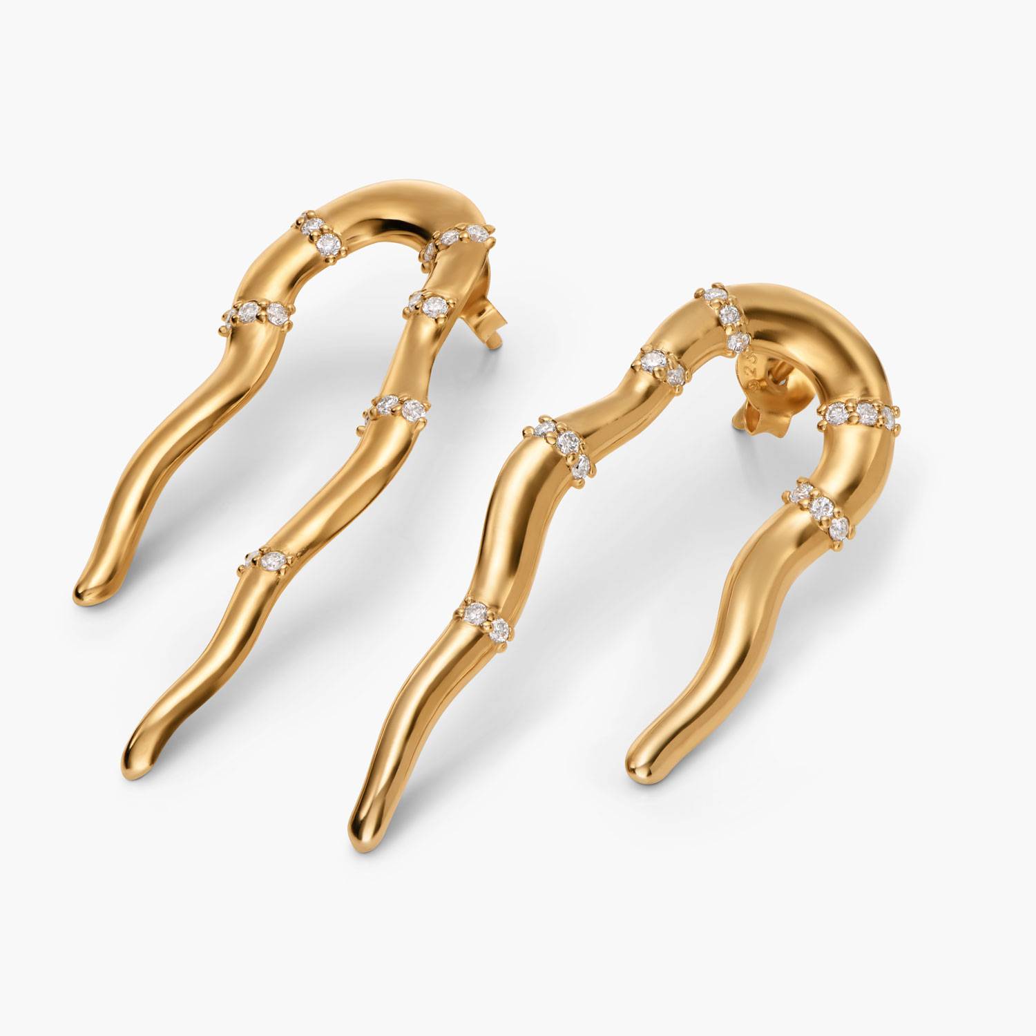 Boucles d’oreilles vague statement avec diamants – Or Vermeil-3 photo du produit