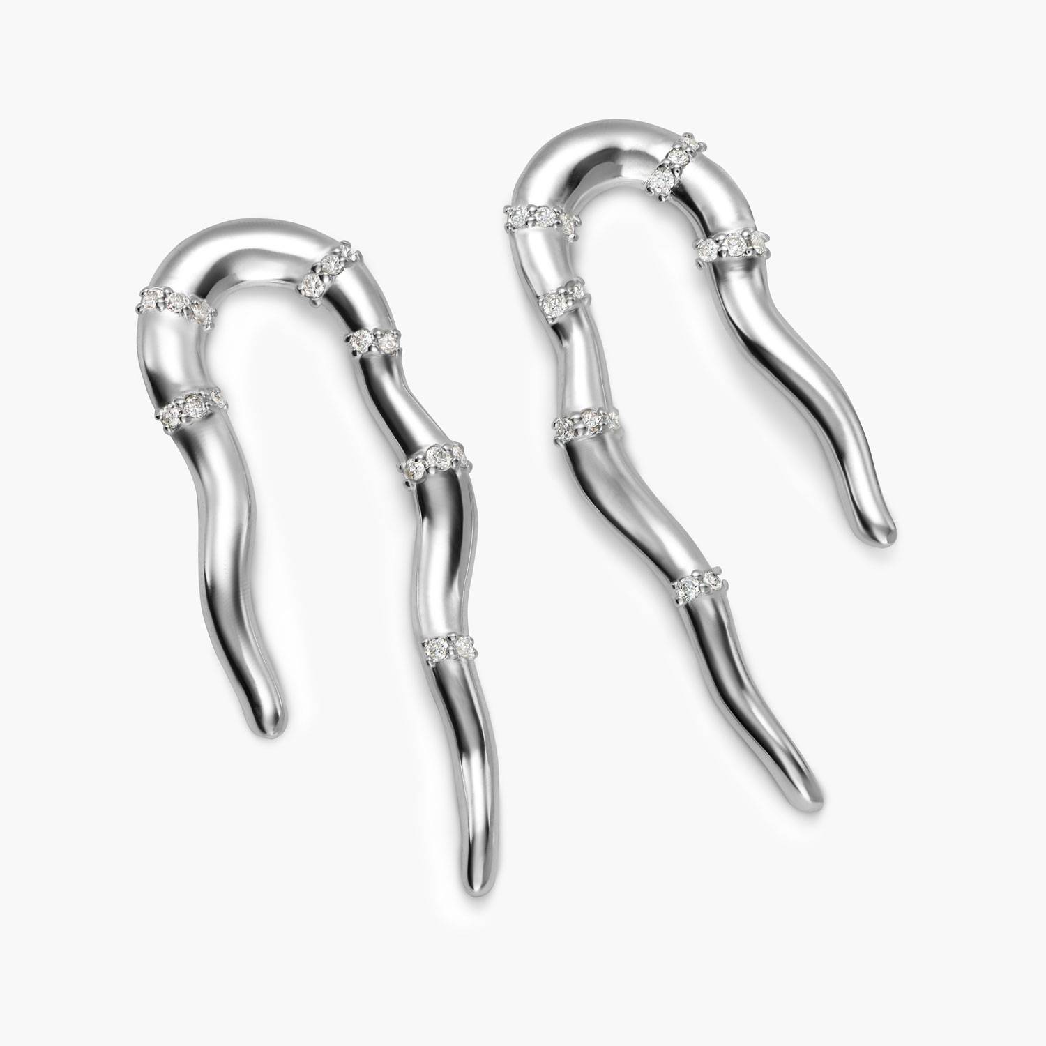 Boucles d’oreilles vague statement avec diamants – Argent-4 photo du produit