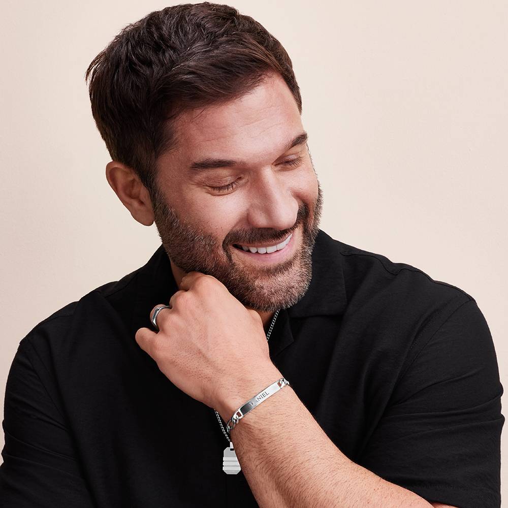 ID Bracelet for Men - Silver Finish-4 product photo