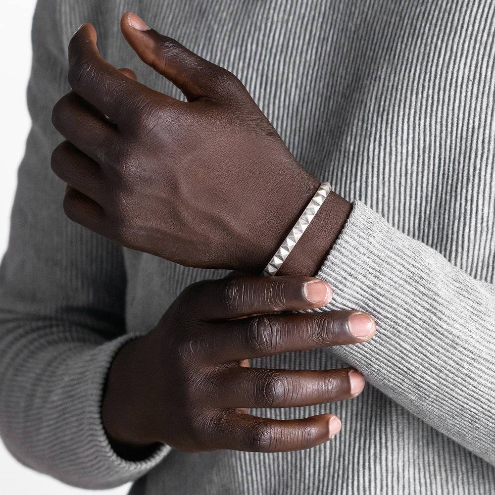 Pyramid Open Cuff Bracelet for Men - Silver-1 product photo