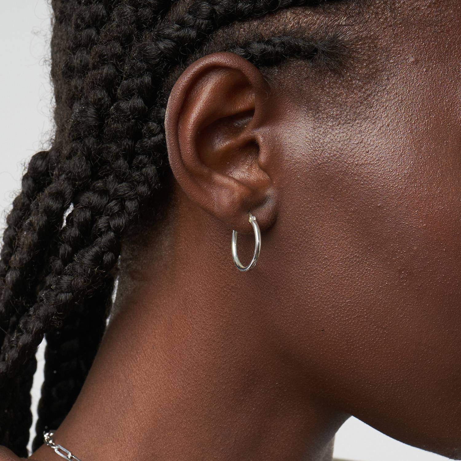 Sun Compass Hoop Earrings with Diamonds  - Silver-1 product photo