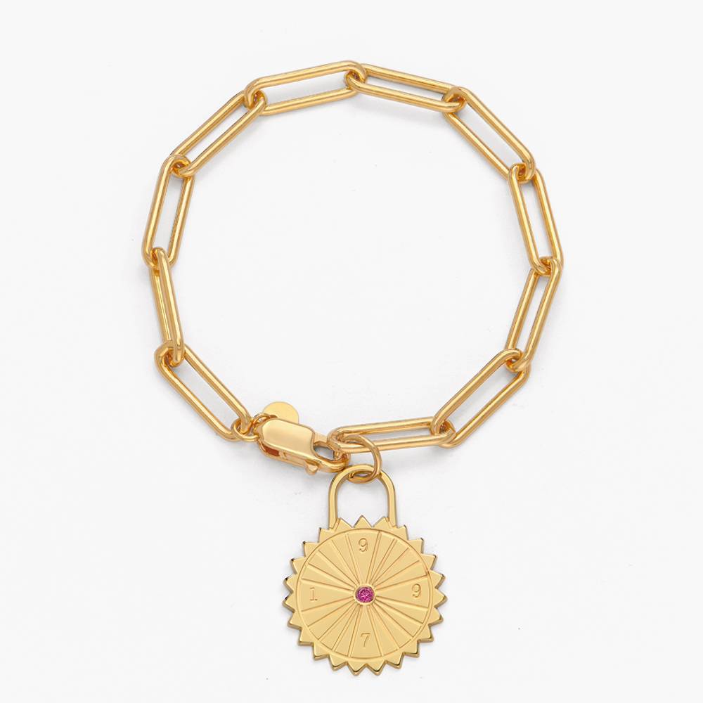 Sun Compass Initials Bracelet with Cubic Zirconia  - Gold Vermeil-4 product photo