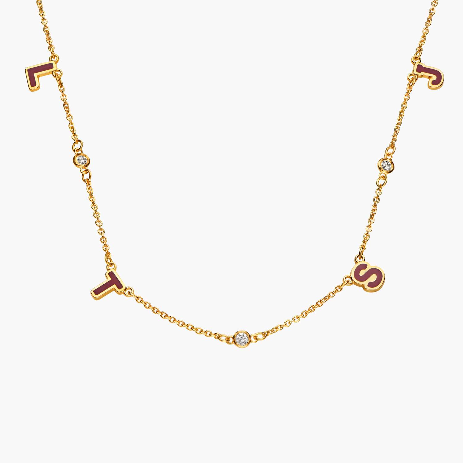 Collier initiales Sunrise Inez avec diamants - Vermeil-1 Collier initiales Sunrise Inez avec diamants - Vermeil-1 photo du produit