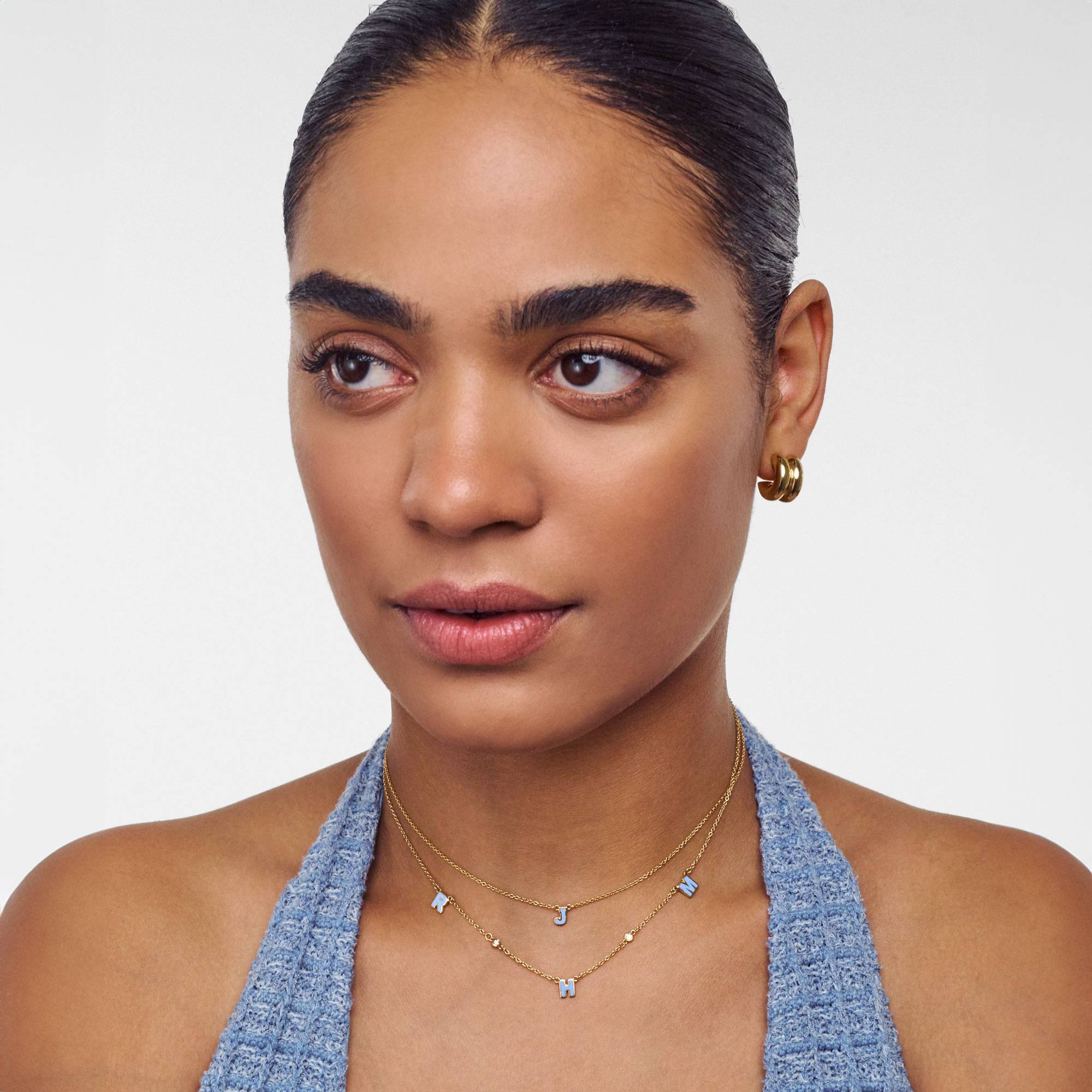 Collier initiales Sunrise Inez avec diamants - Vermeil-2 Collier initiales Sunrise Inez avec diamants - Vermeil-2 photo du produit