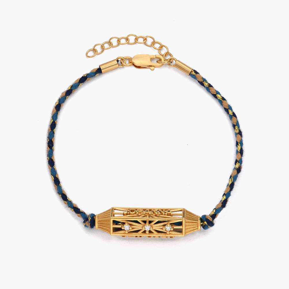 Talisman Cubic Zirconia Bracelet with Blue Cord - Gold Vermeil-6 product photo