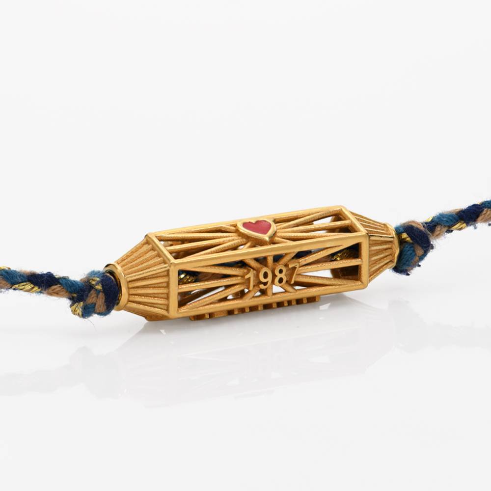 Talisman Cubic Zirconia Bracelet with Blue Cord - Gold Vermeil-2 product photo