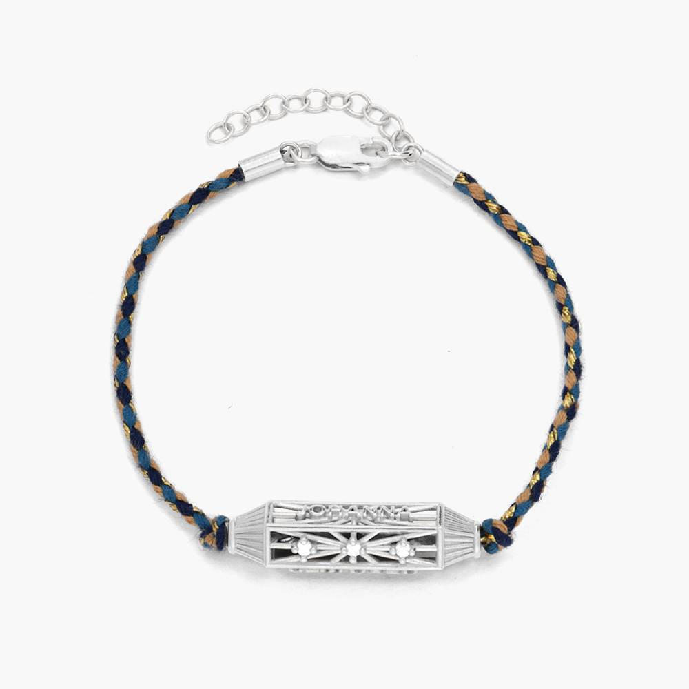 Talisman Cubic Zirconia Bracelet with Blue Cord - Silver product photo