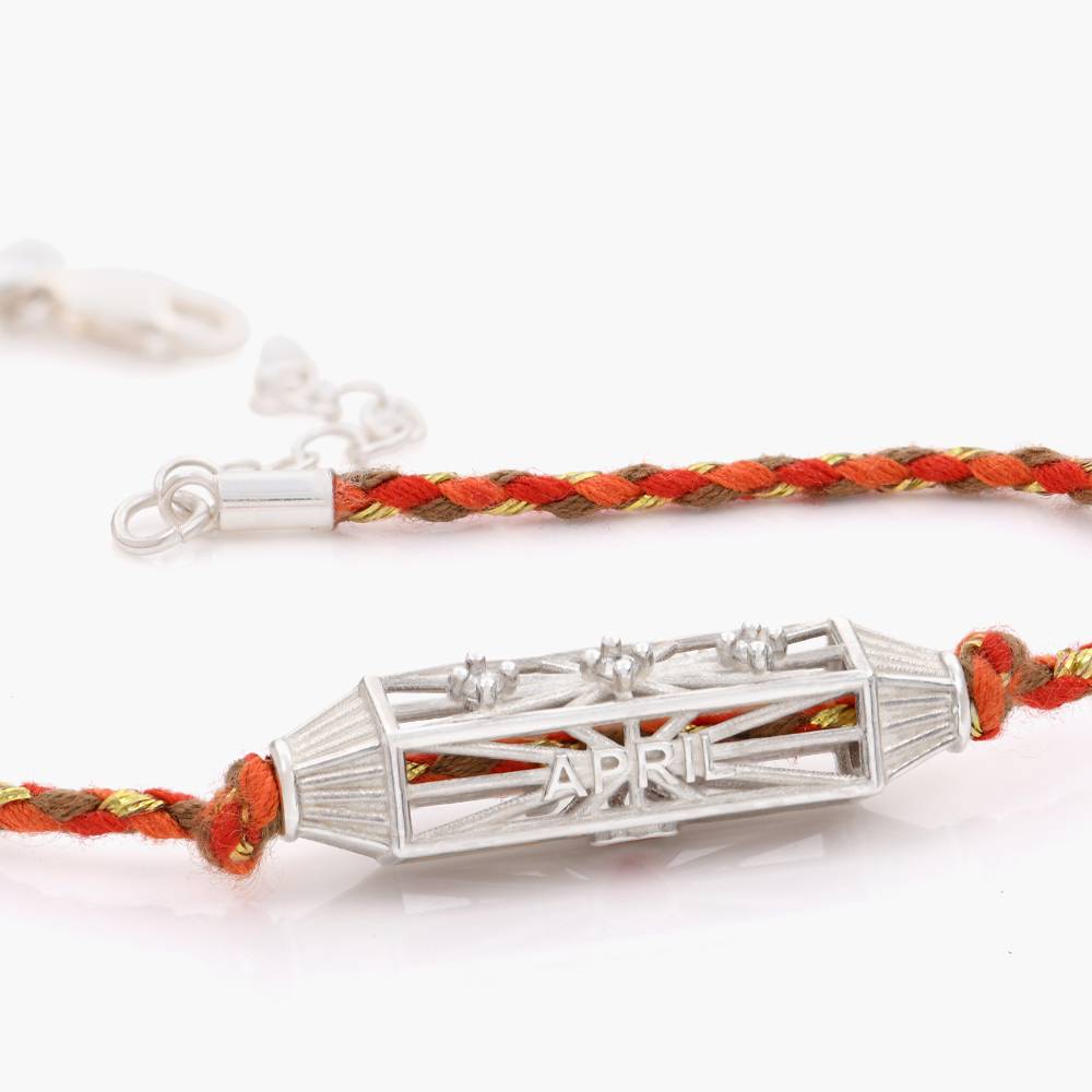 Talisman Bracelet with Orange Cord- Silver-2 product photo