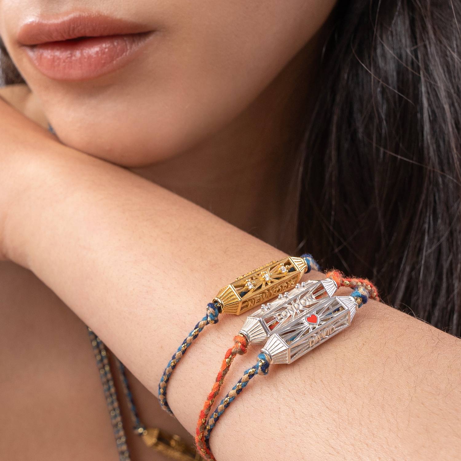 Talisman Bracelet with Orange Cord- Silver-5 product photo