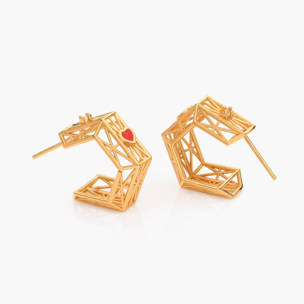 Talisman Earrings with Cubic Zirconia - Gold Vermeil-2 product photo