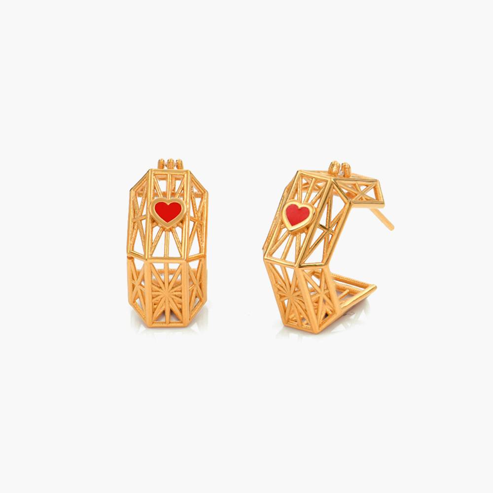 Talisman Earrings with Cubic Zirconia - Gold Vermeil-1 product photo