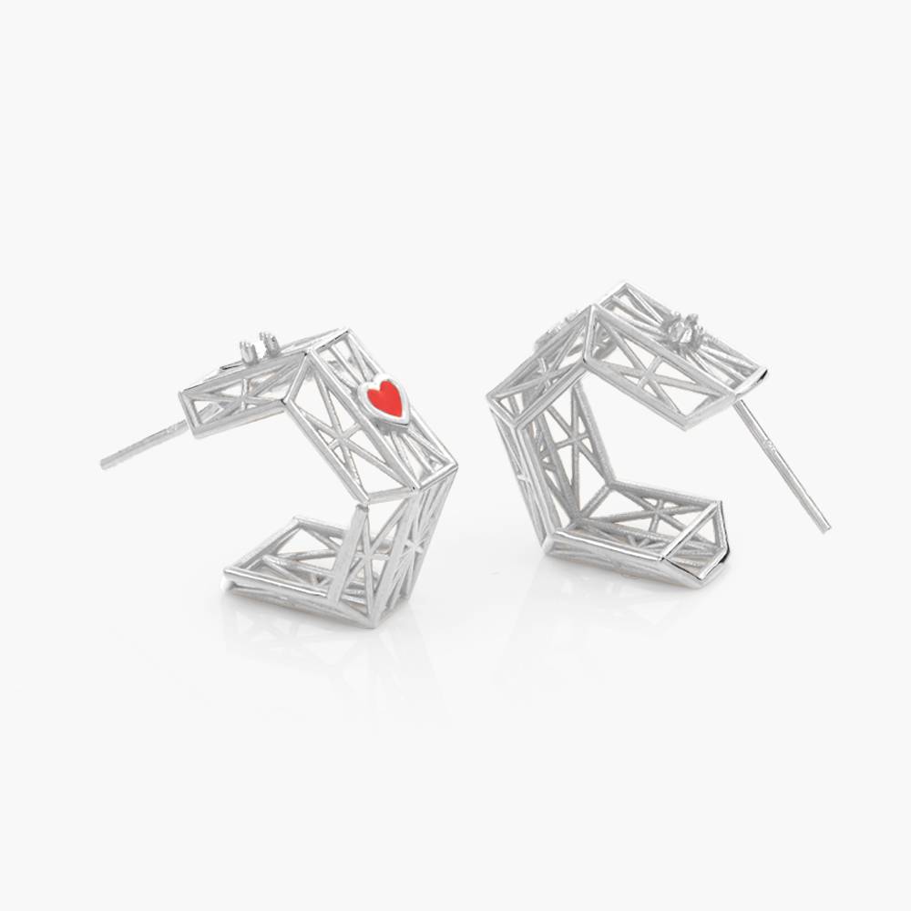 Talisman Earrings with Cubic Zirconia- Silver-2 product photo