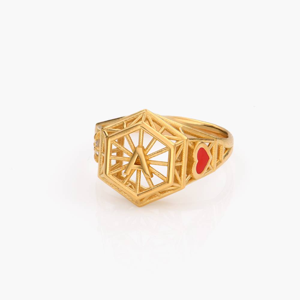 Talisman Initial Ring with Cubic Zirconia- Gold Vermeil