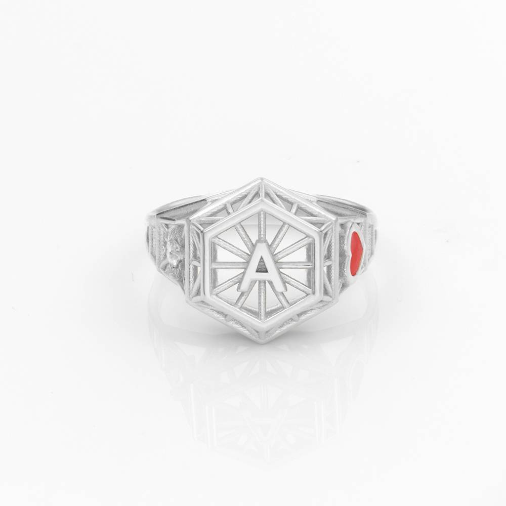 Talisman Initial Ring with Cubic Zirconia - Silver-5 product photo