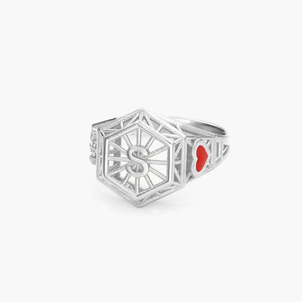 Talisman Initial Ring with Cubic Zirconia - Silver-1 product photo