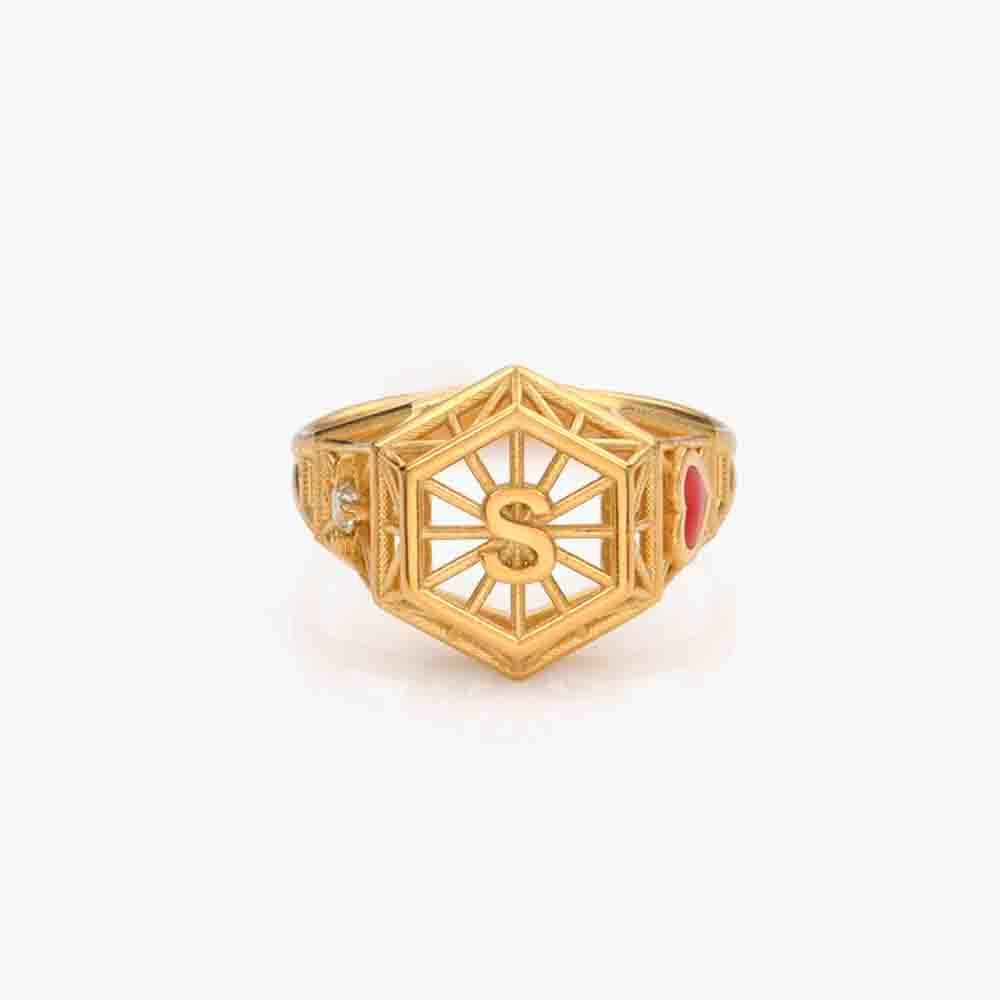 Talisman Initial Ring with Diamonds - Gold Vermeil-7 product photo