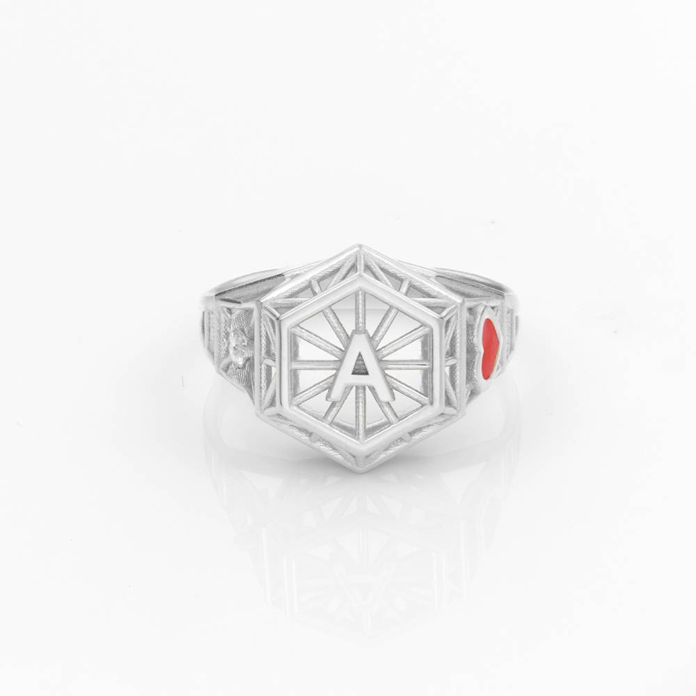 Talisman Initial Ring with Diamonds- Silver product photo