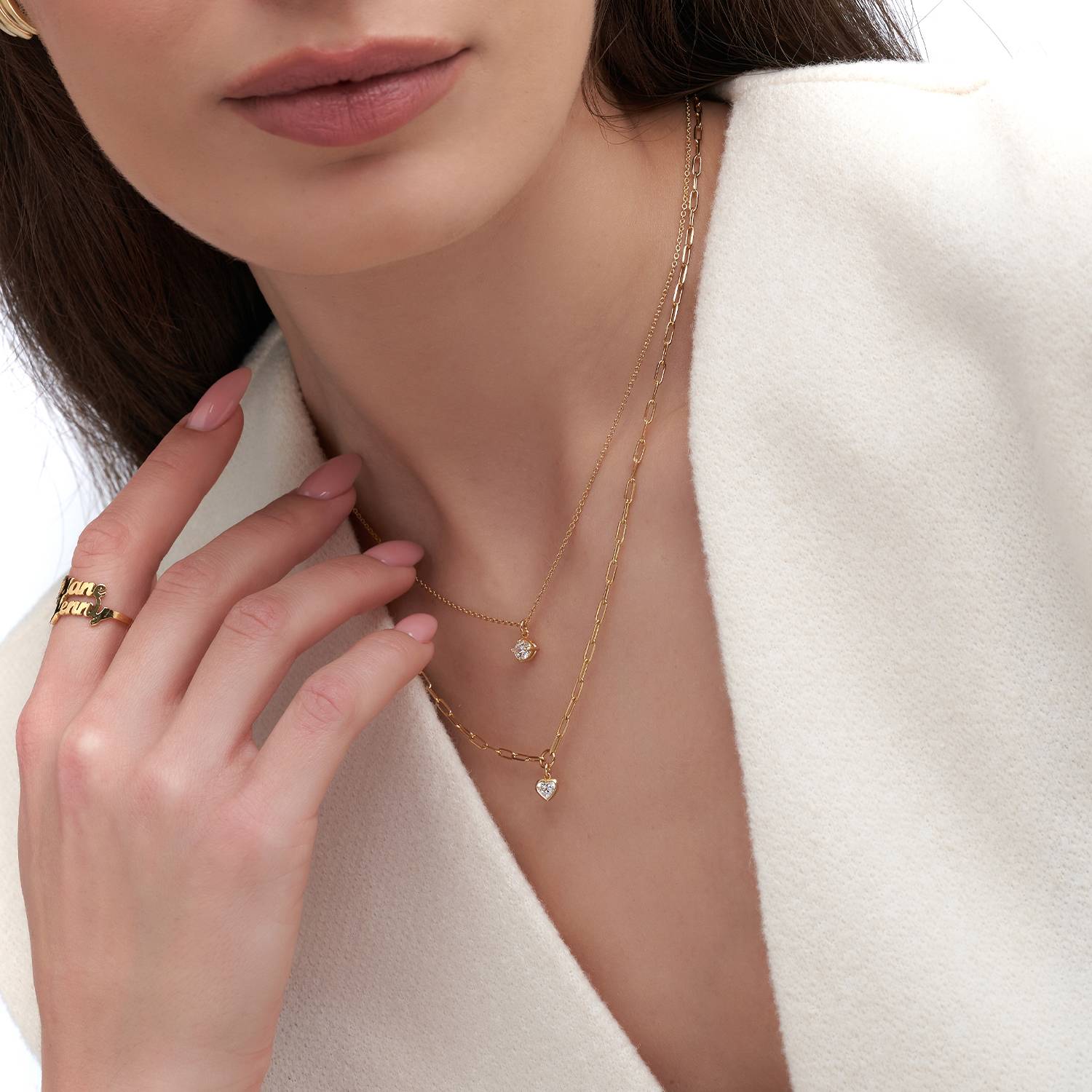 Te Amo 0.2 ct Heart Shape Diamond Necklace - Gold Vermeil-4 product photo