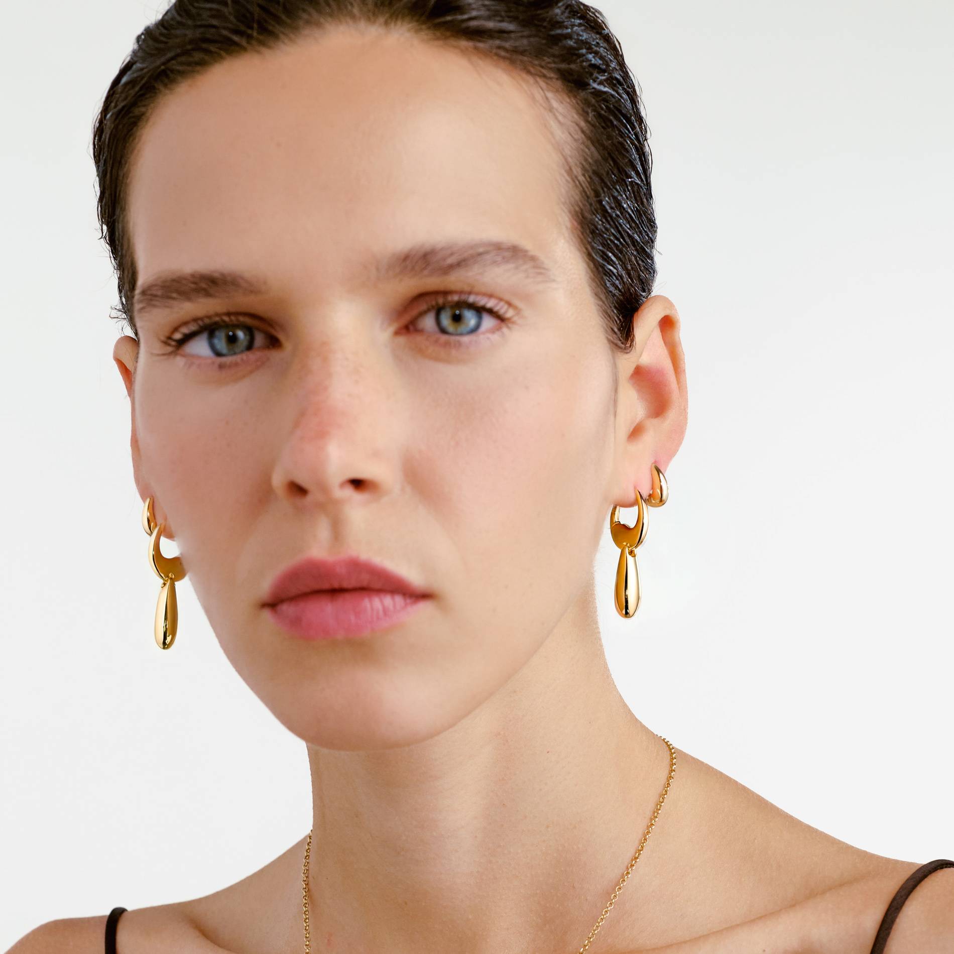 Tear Drop Hoops- Gold Vermeil-2 product photo