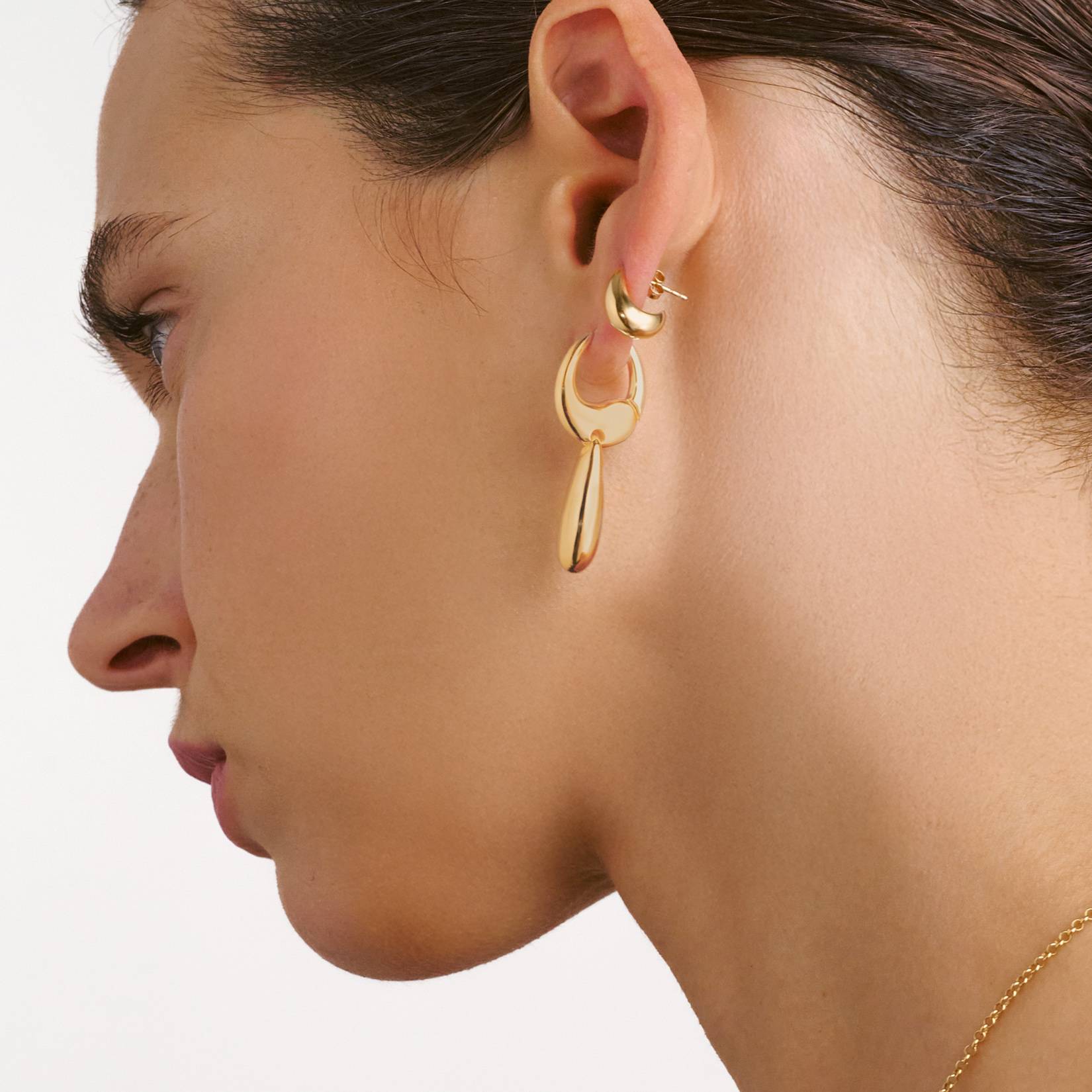 Tear Drop Hoops- Gold Vermeil-4 product photo