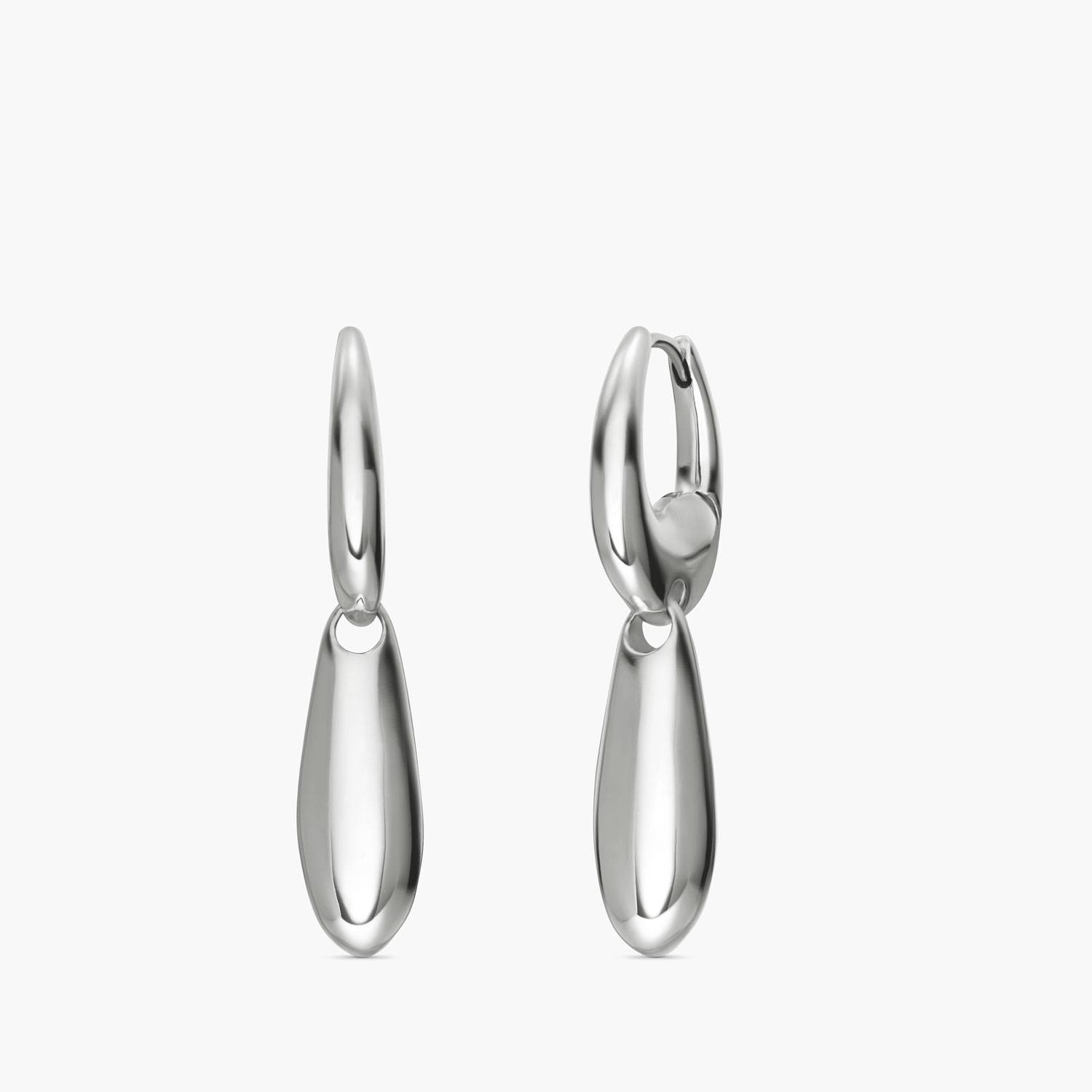 Tear Drop Hoops - Silver-2 product photo