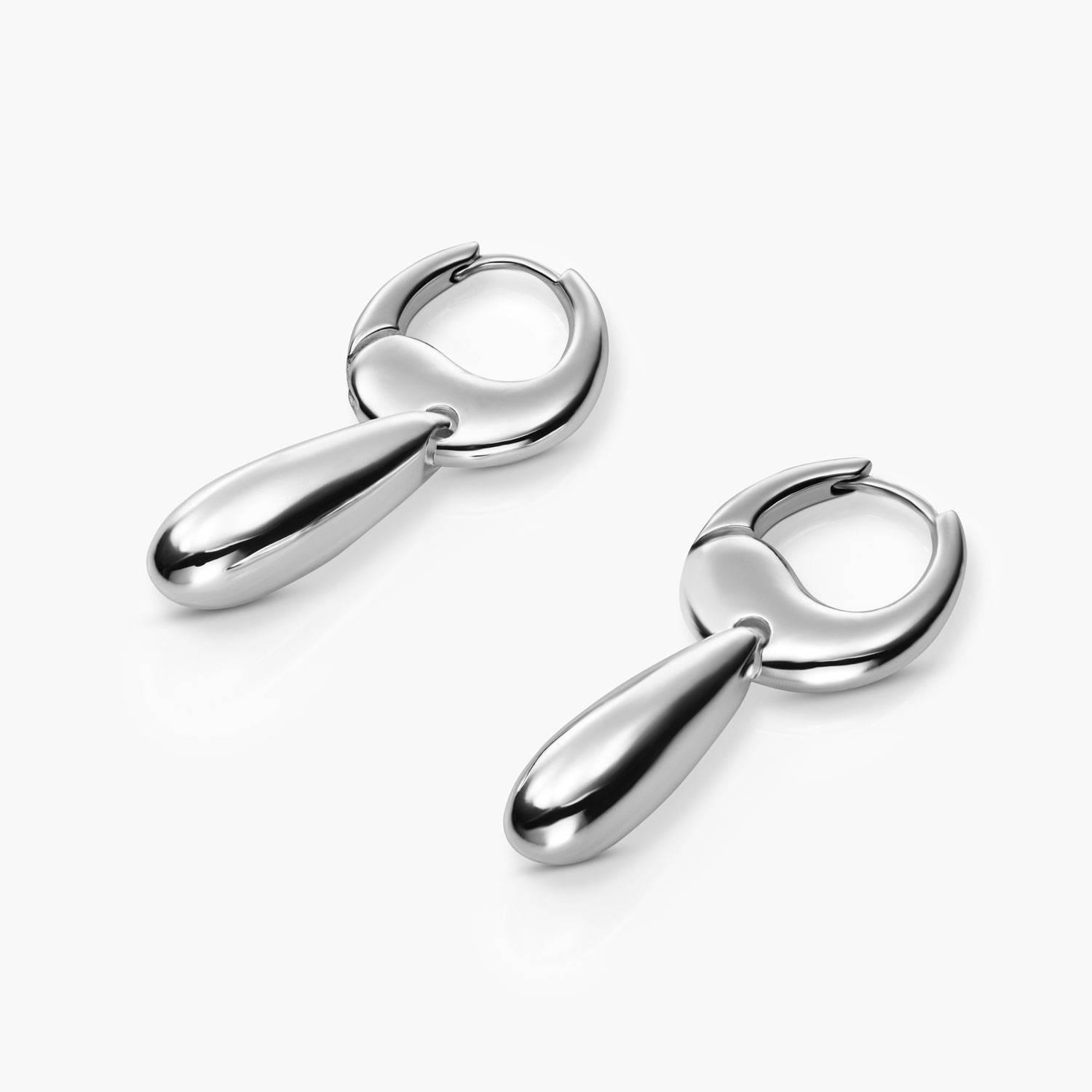 Tear Drop Hoops - Silver-4 product photo