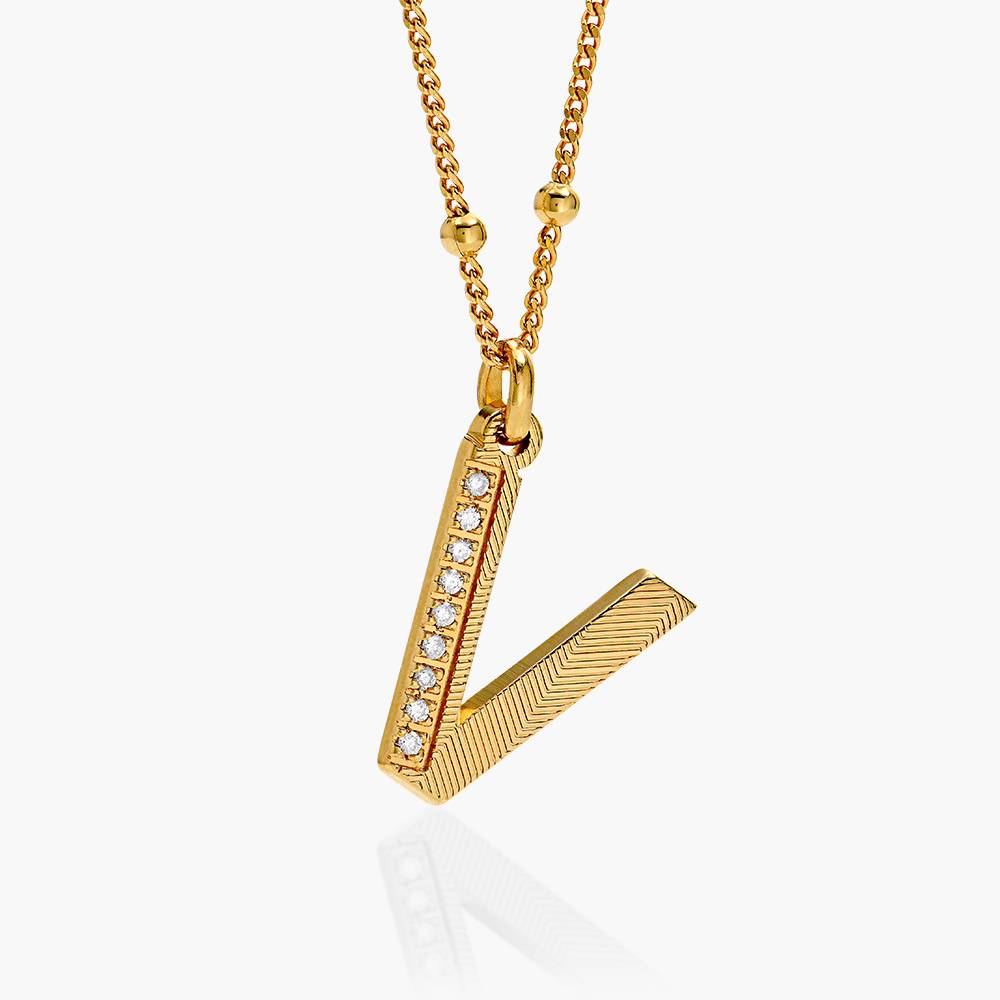 Texture Initials with Diamonds - Gold Vermeil product photo