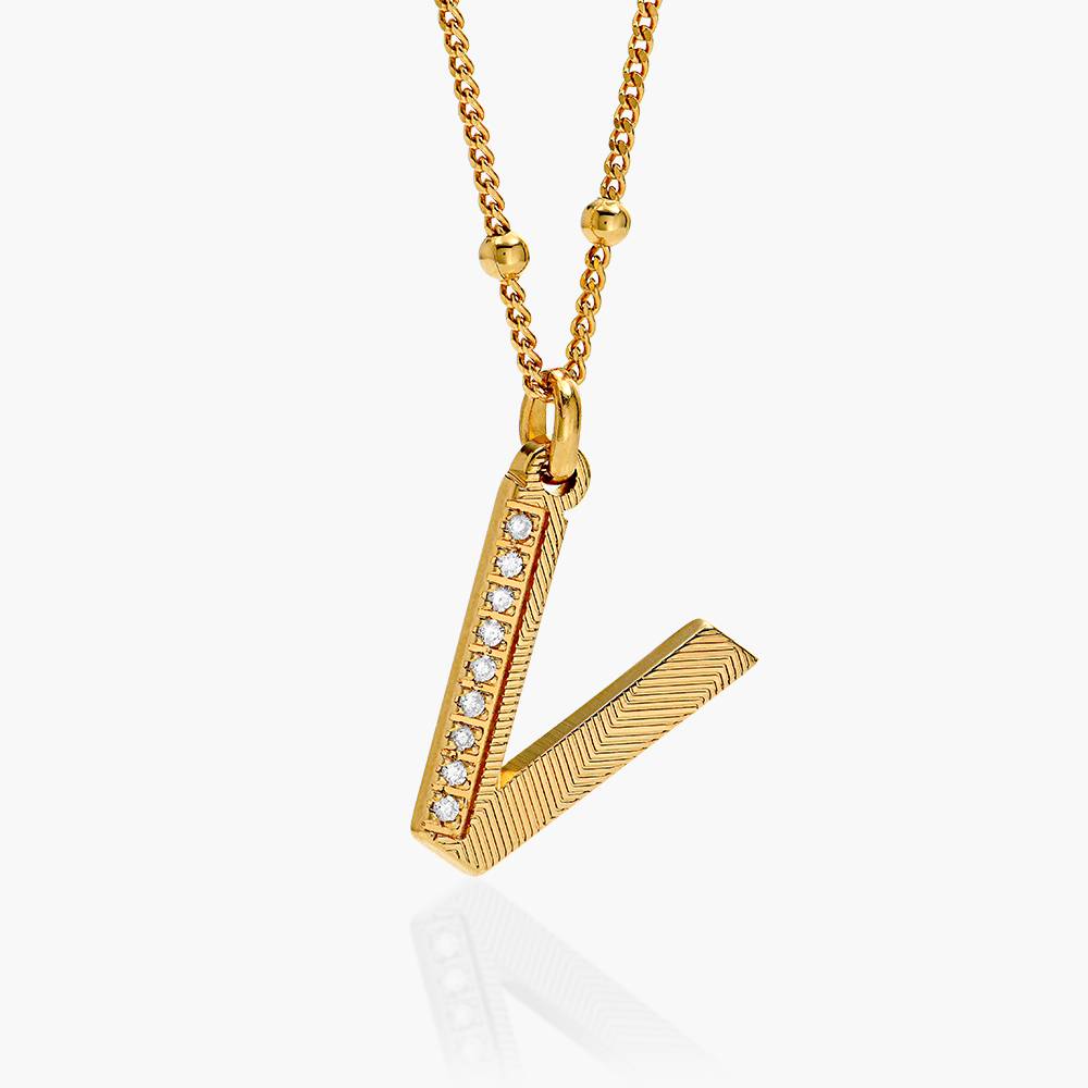 Texture Initials with Diamonds - Gold Vermeil-3 product photo