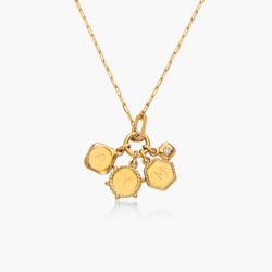 The Charmer Heirloom Initials Necklace with Diamond- Gold Vermeil