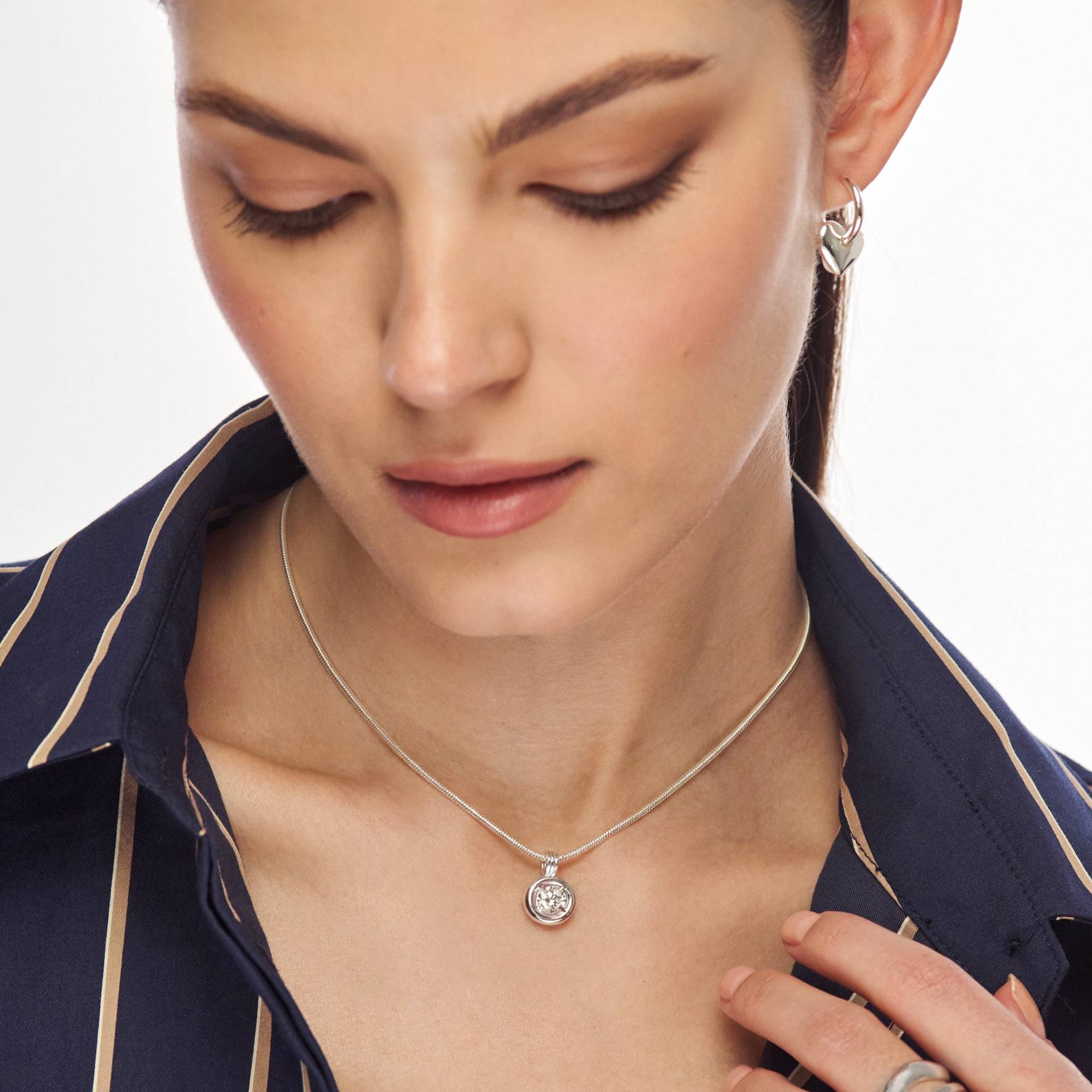 The Classic One Carat Diamond Necklace - Silver-3 product photo