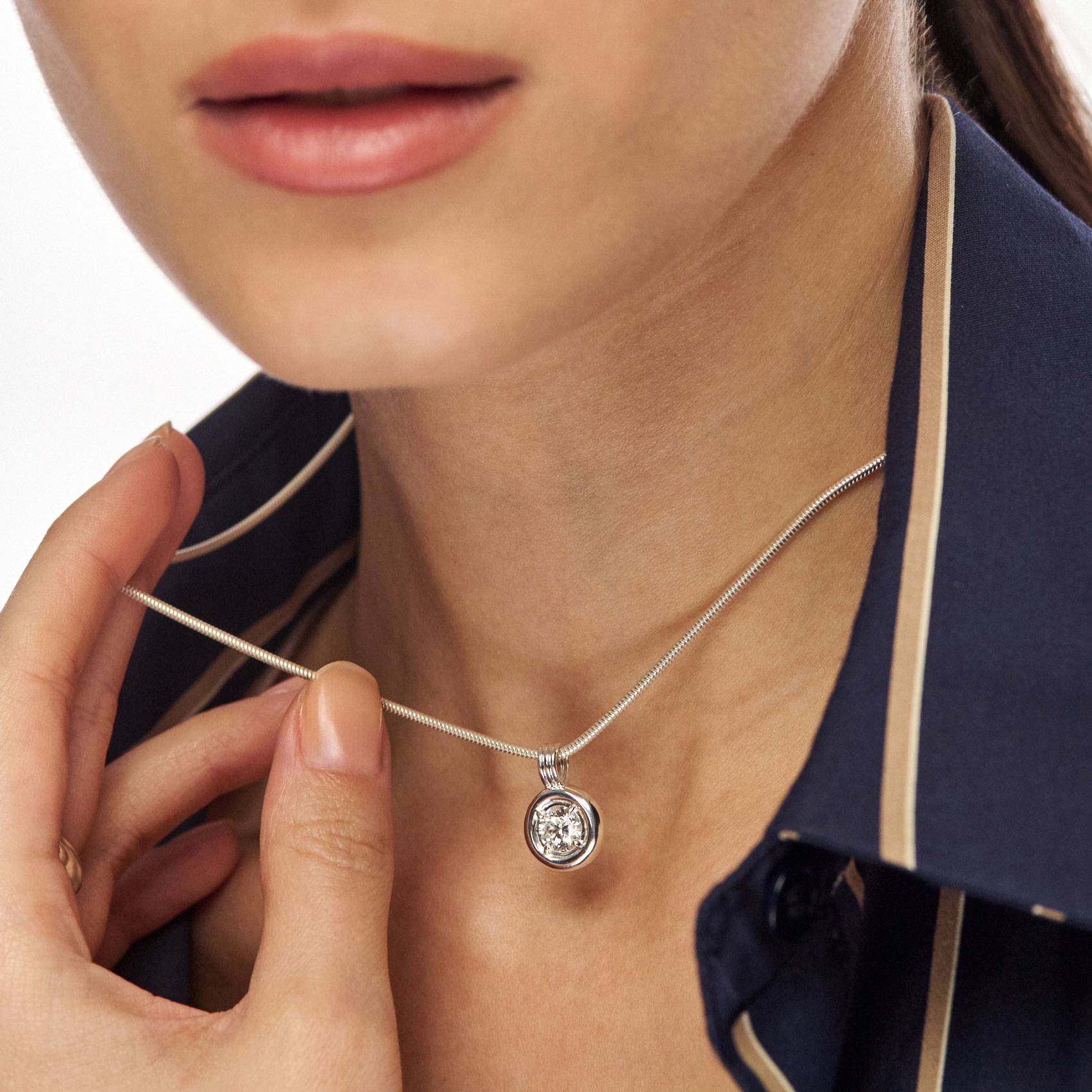 The Classic One Carat Diamond Necklace - Sterling Silver-6 product photo
