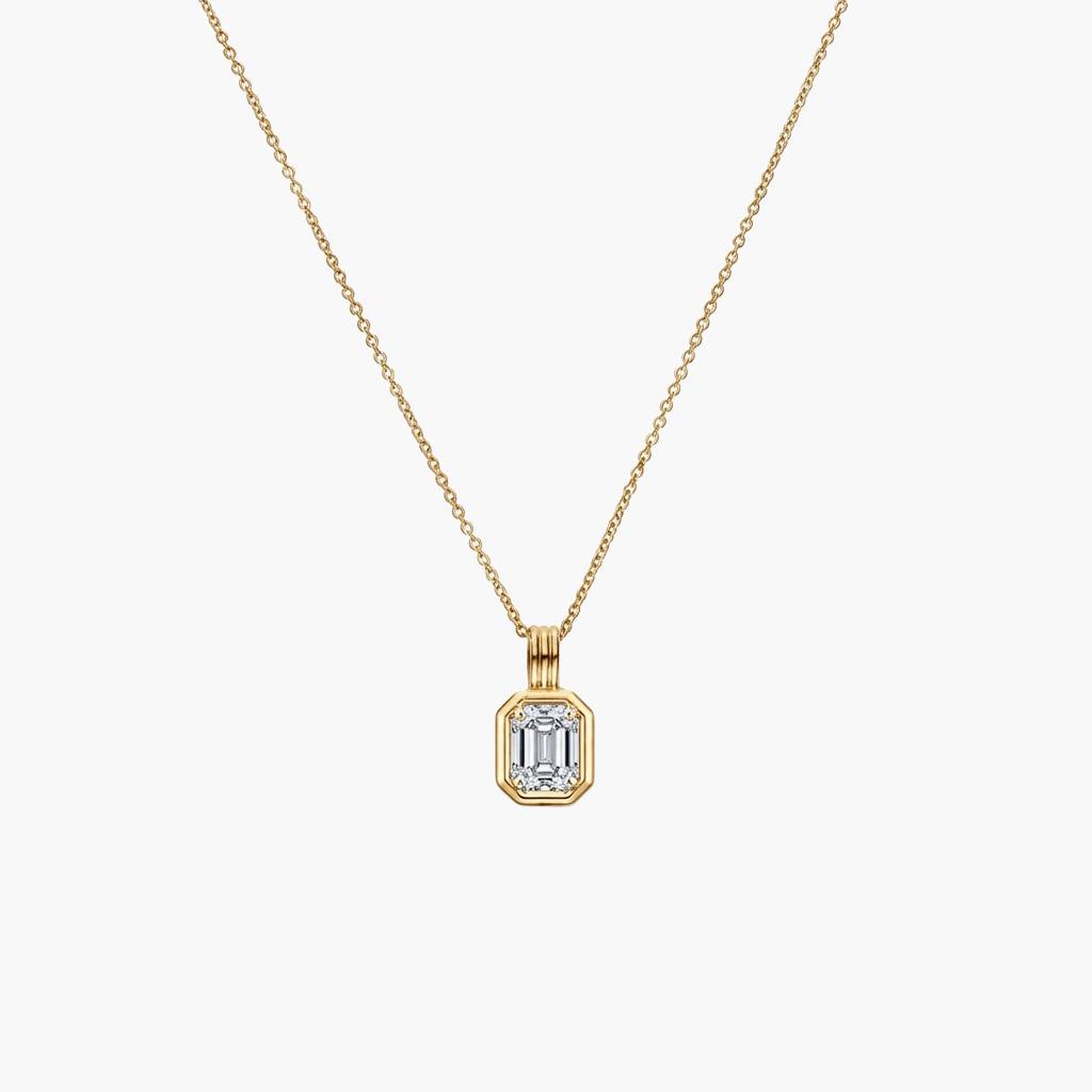 The Mini One pendant with  Emerald cut Moissanite - Gold-1 product photo