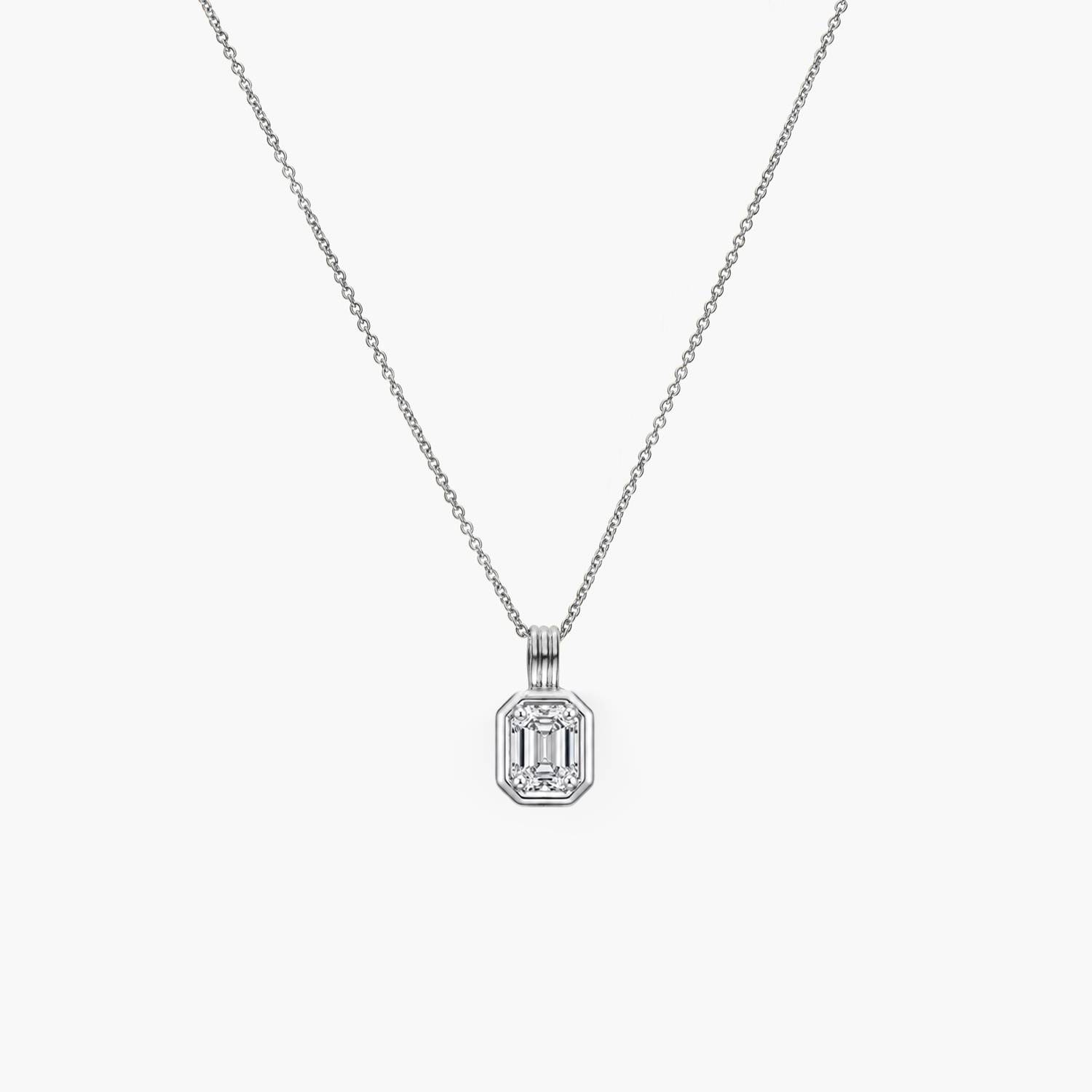 The Mini One pendant with  Emerald cut Moissanite - Silver-1 product photo
