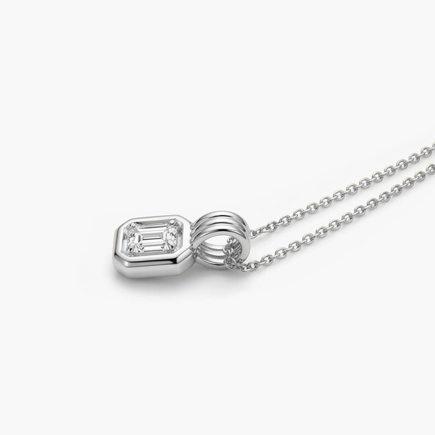 The Mini One pendant with  Emerald cut Moissanite - Silver-3 product photo