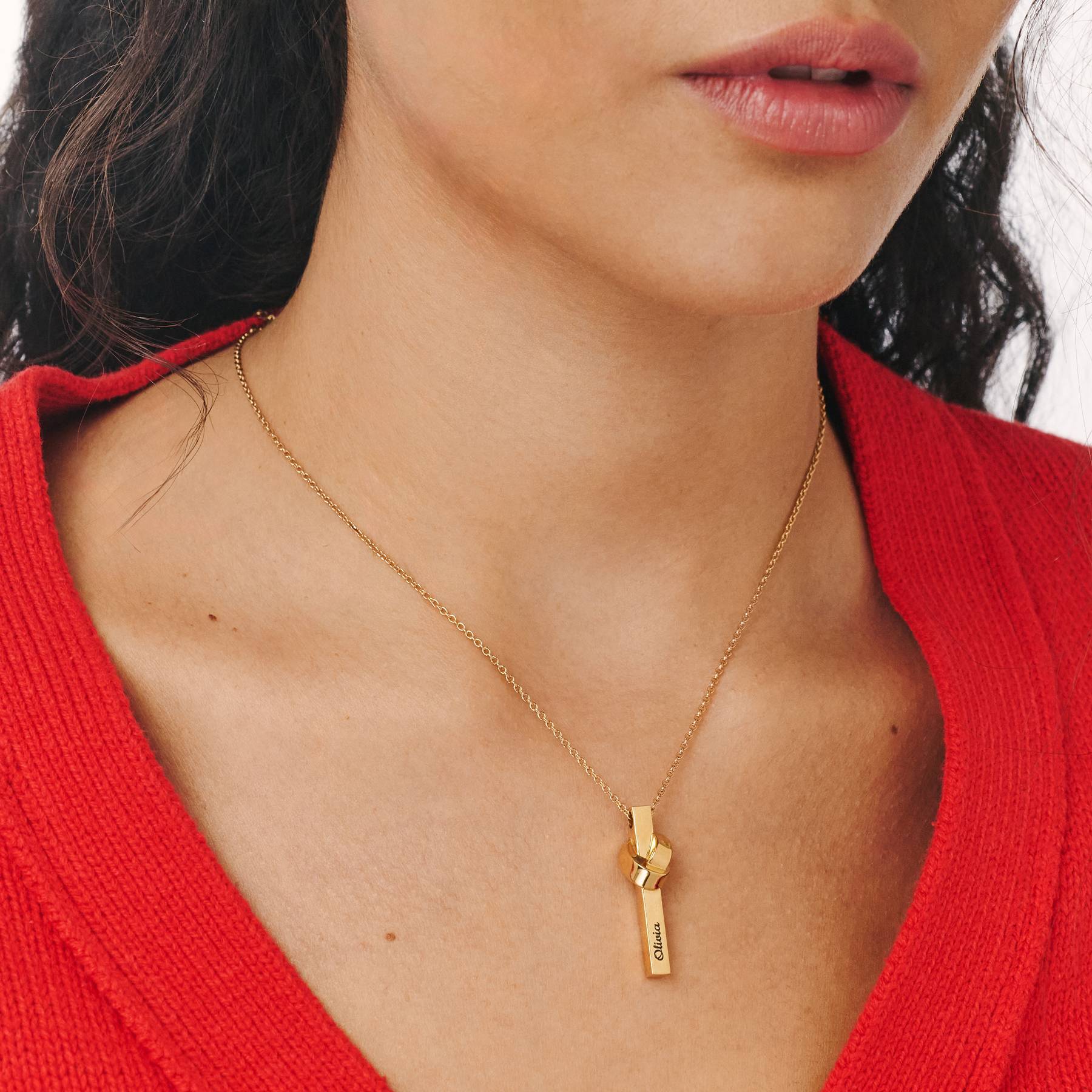 The Knot Bar Necklace- Gold-4 product photo