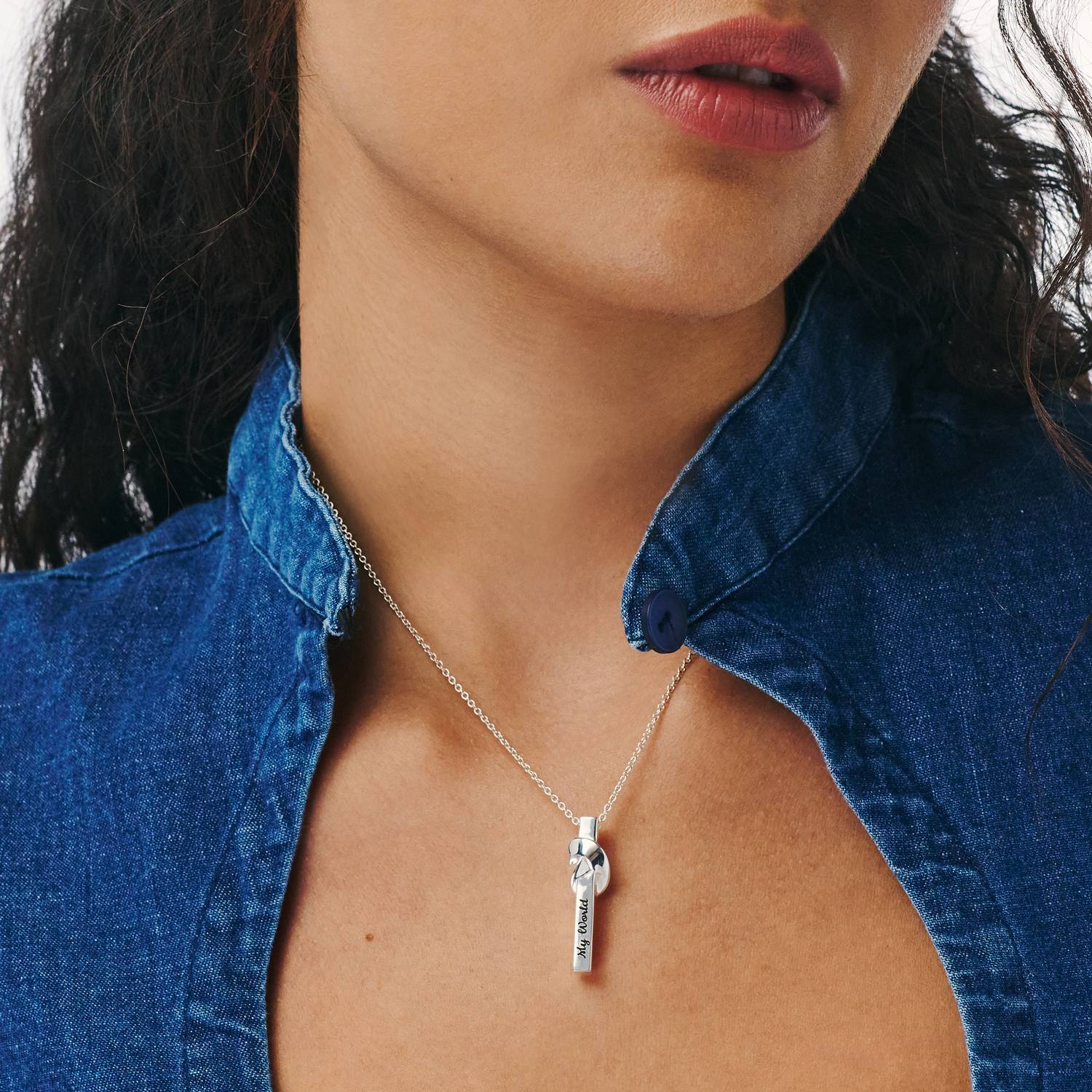 The Knot Bar Necklace - Silver-4 product photo