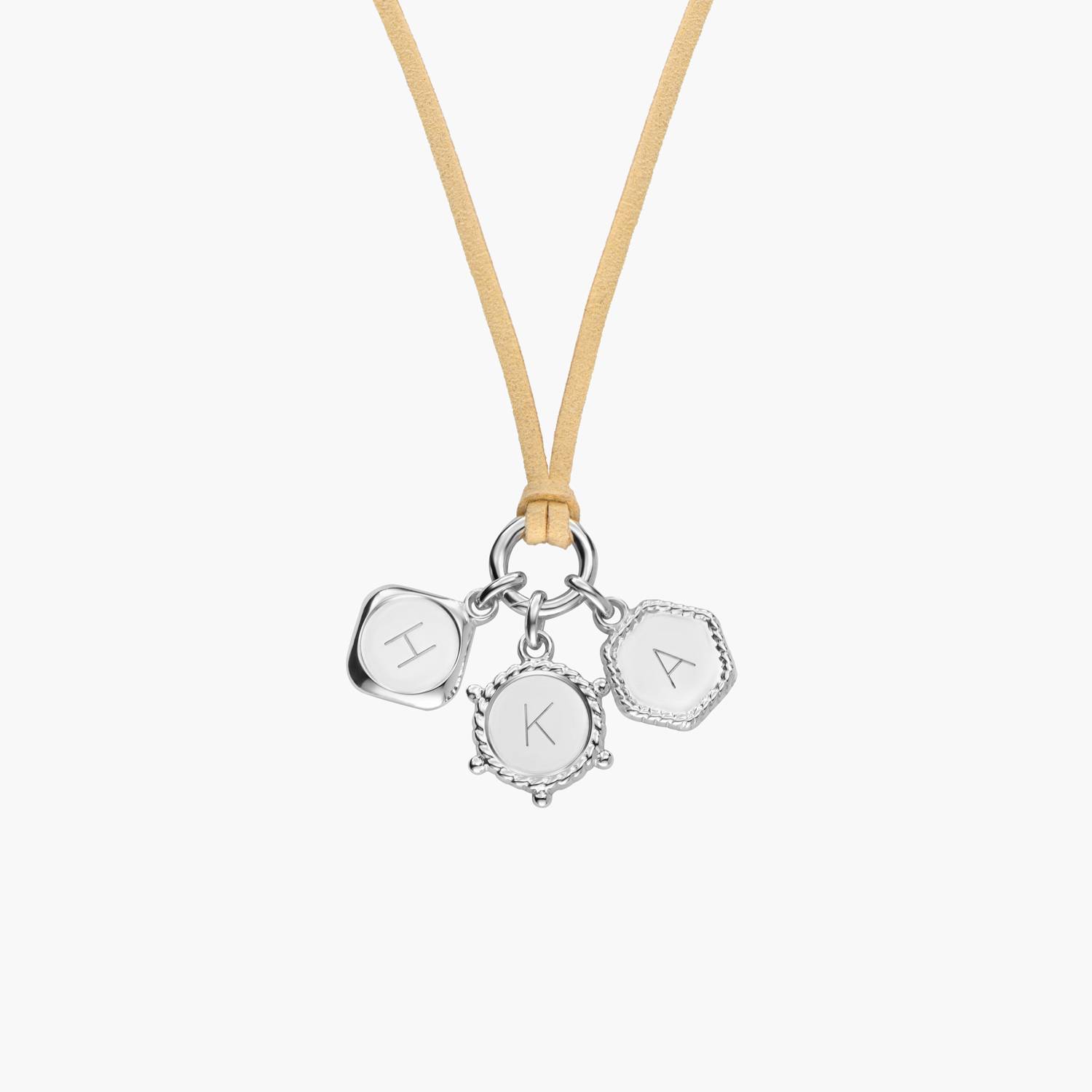 The Latte Beige Charmer Initial Necklace - Silver-4 product photo