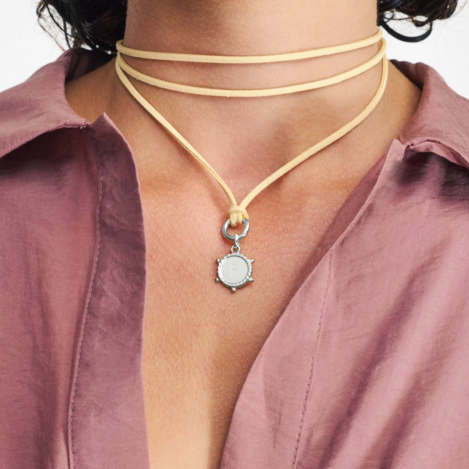 The Latte Beige Charmer Initial Necklace - Silver-3 product photo