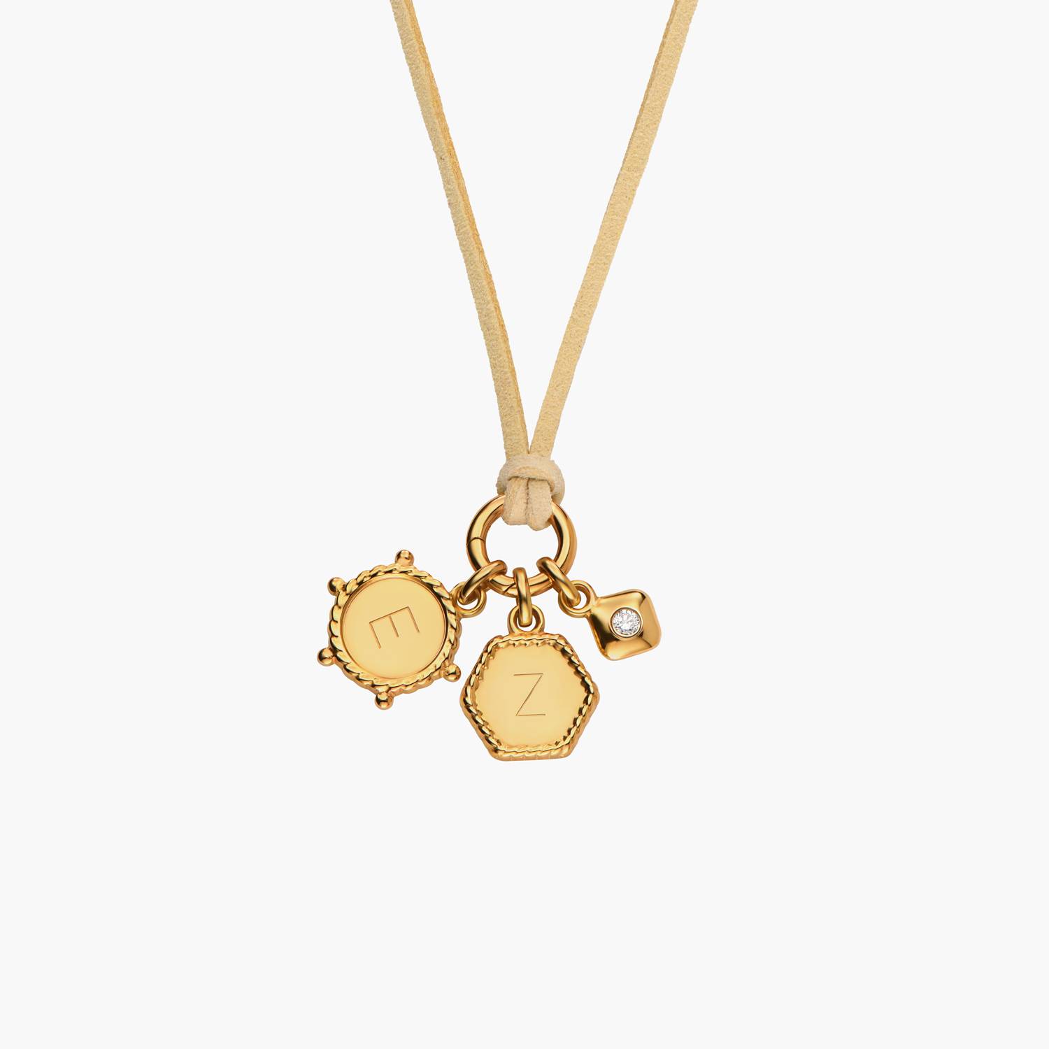 The Latte Beige Charmer Initial Necklace with Diamond - Gold Vermeil-2 product photo
