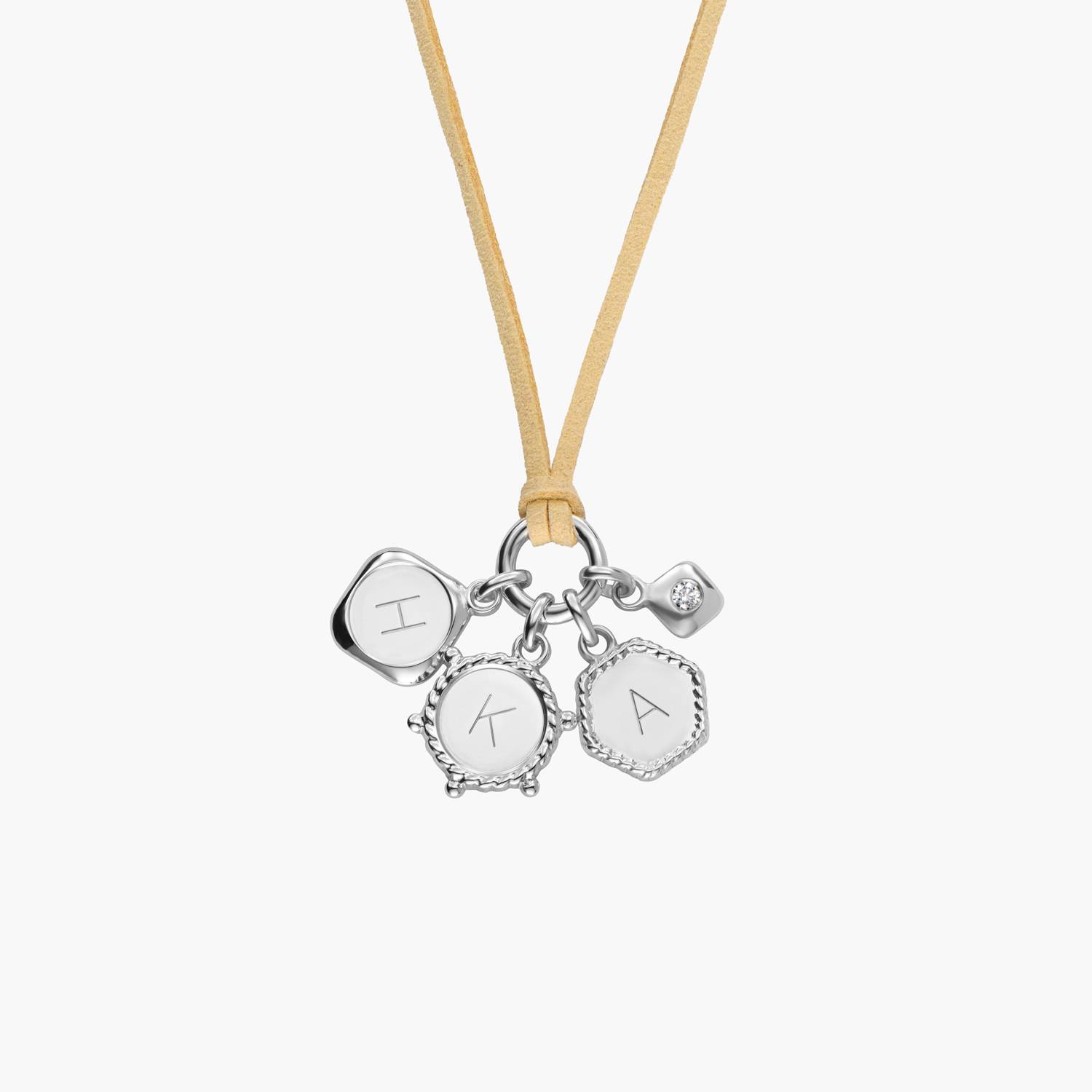 The Latte Beige Charmer Initial Necklace with Diamond - Silver-3 product photo