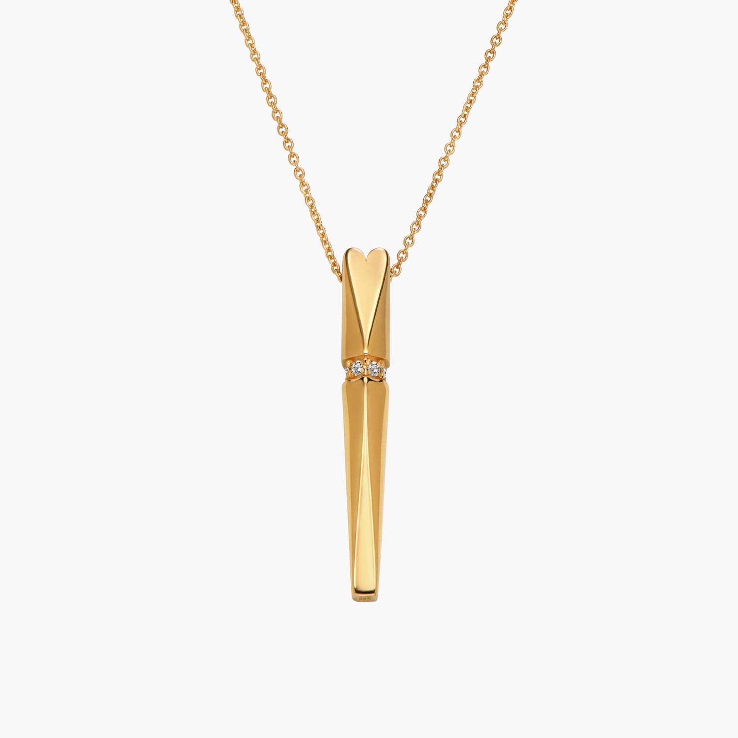 The Love Bar Pendant- Gold Vermeil with Diamonds-3 product photo