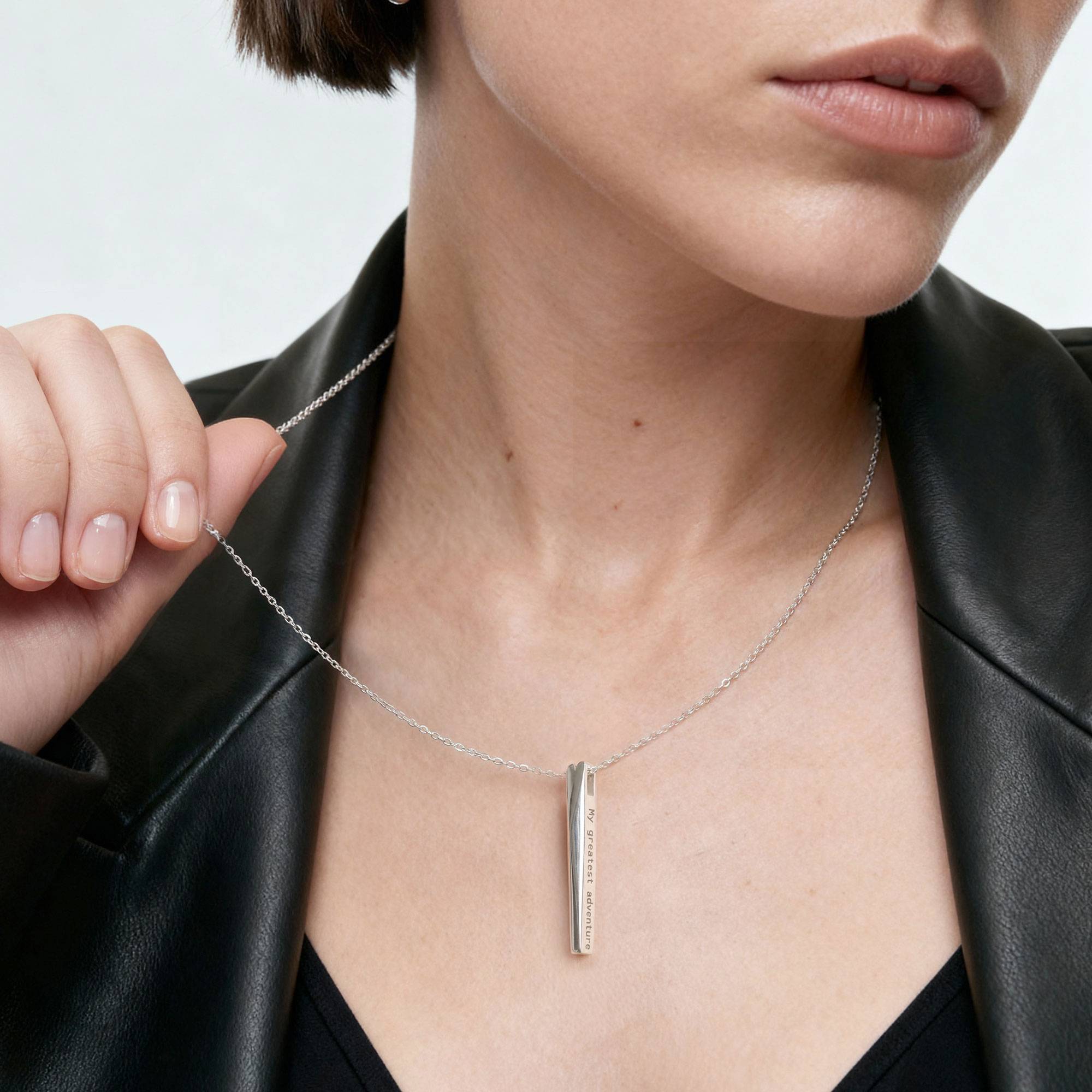 The Love Bar Pendant- Silver-3 product photo