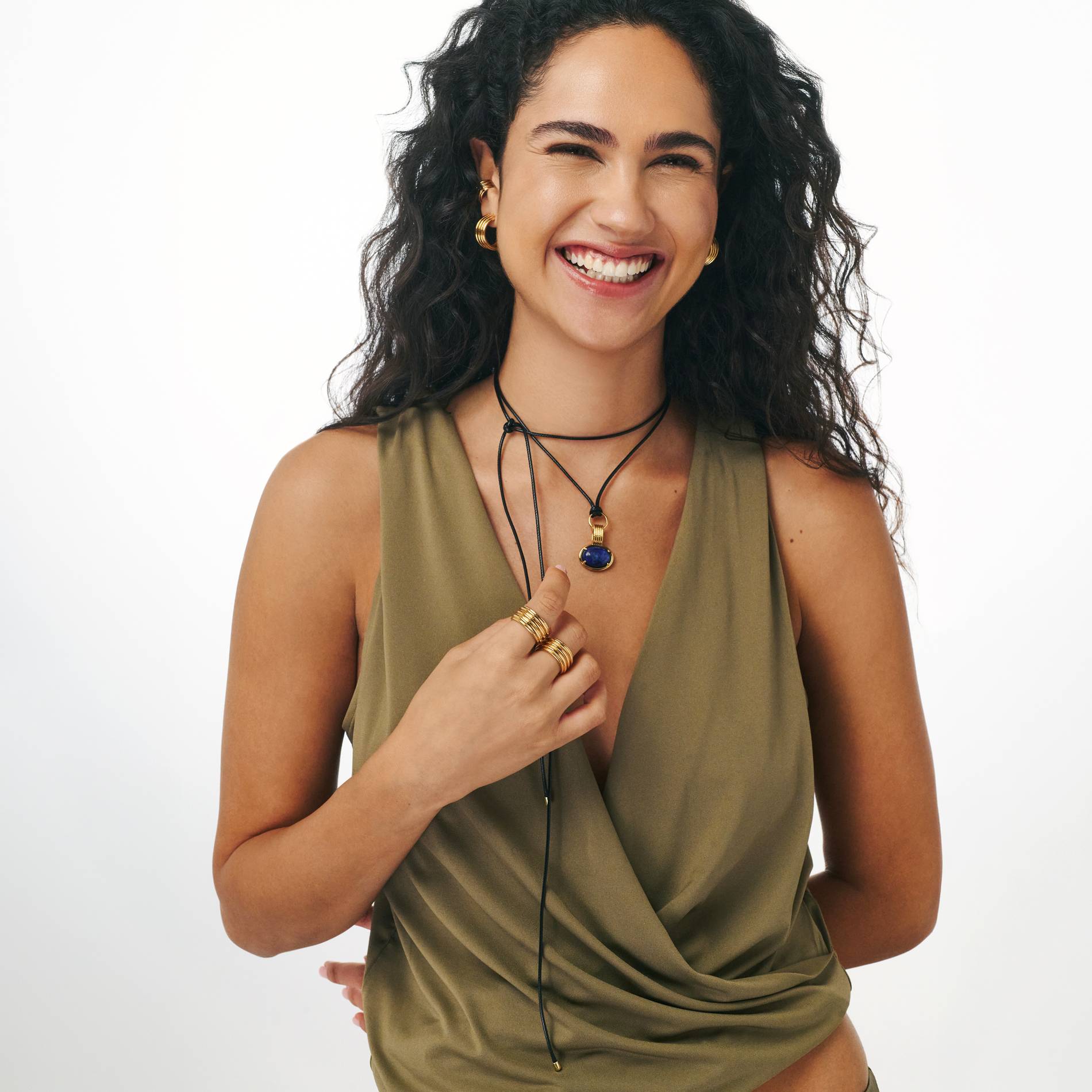 No. 04 — The Lucky Stone Cord Necklace- Gold-4 product photo