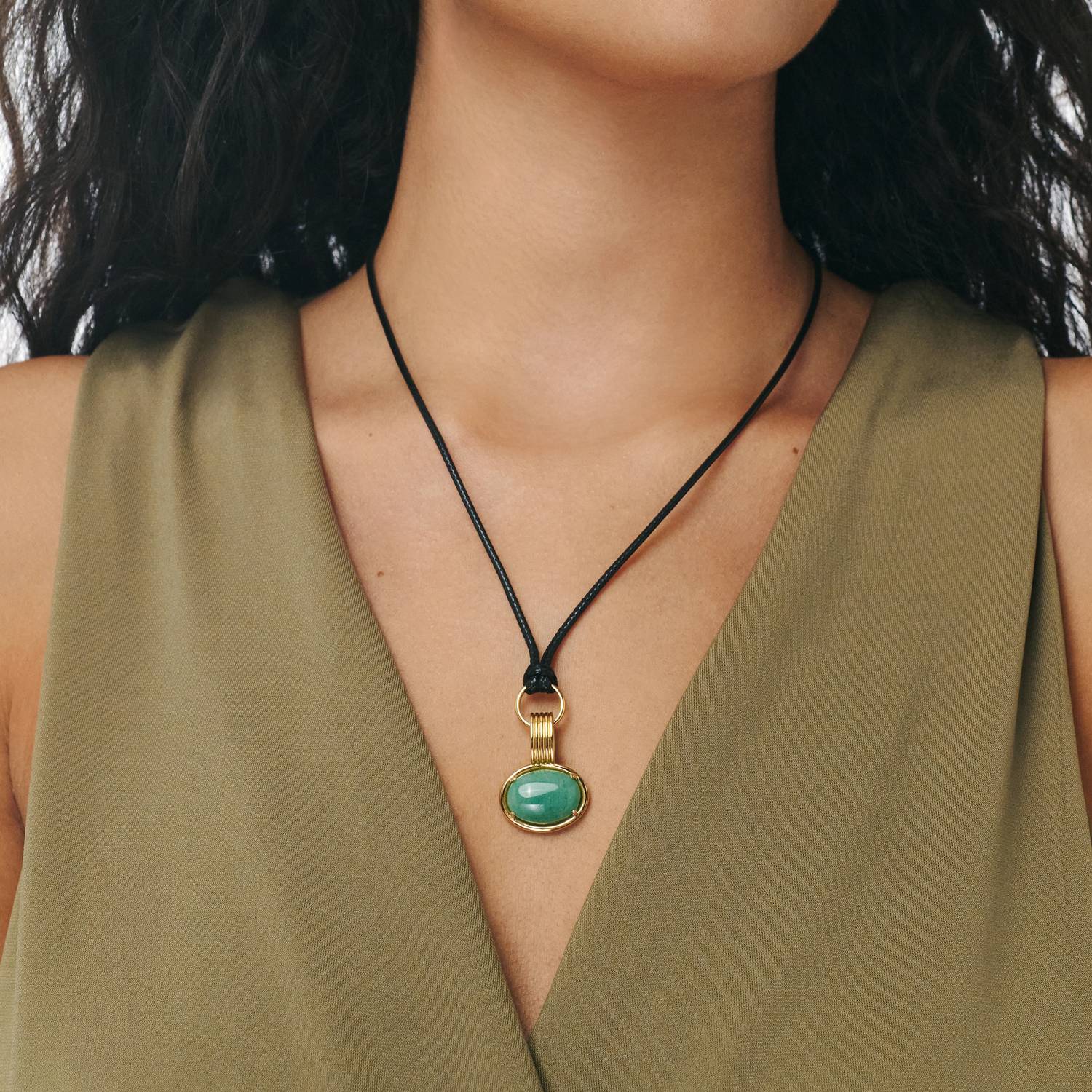 No. 04 — The Lucky Stone Cord Necklace- Gold-5 product photo