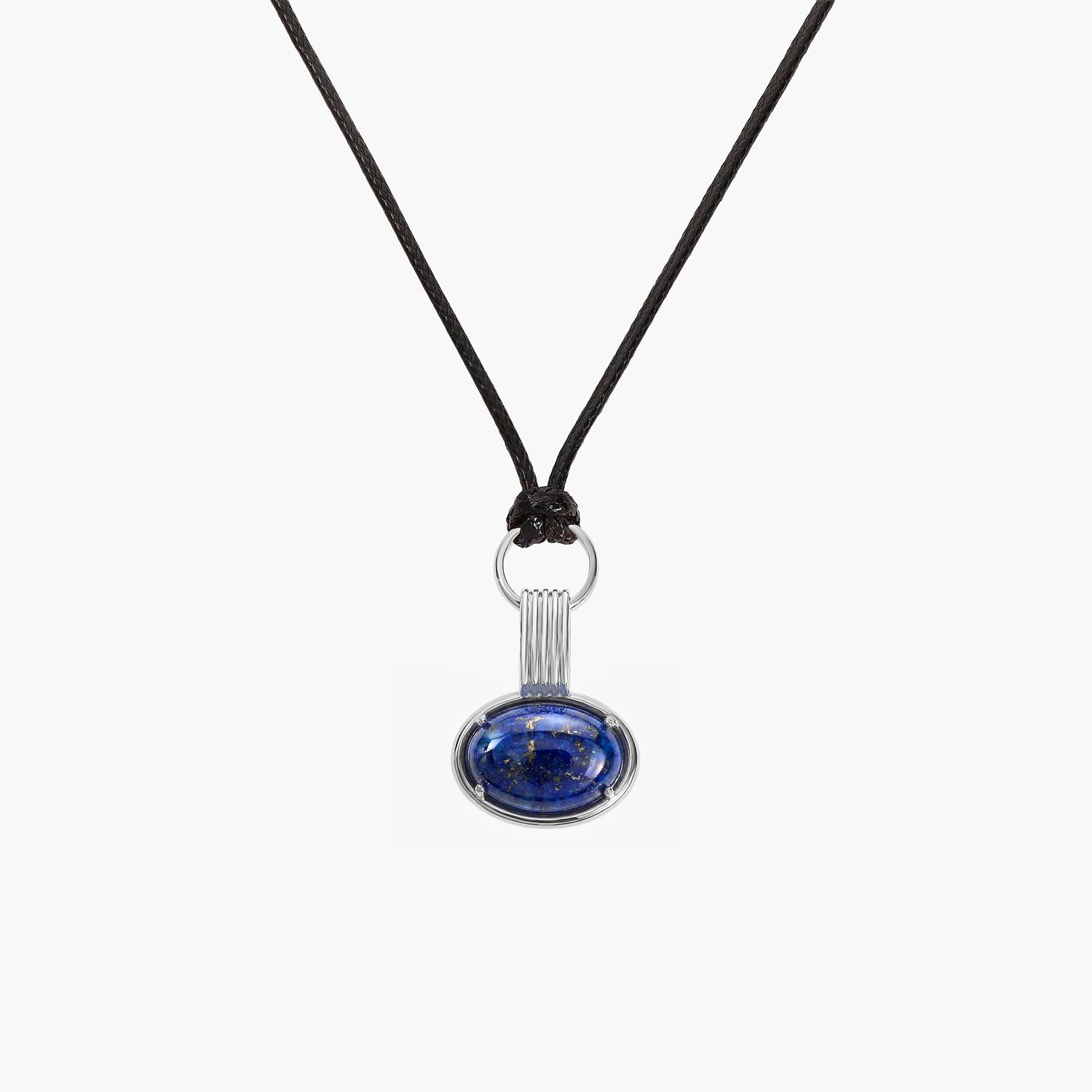 No. 04 — The Lucky Stone Cord Necklace- Silver-1 product photo