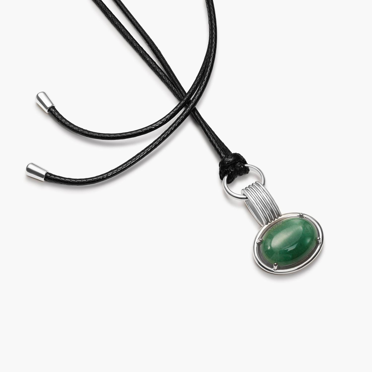 No. 04 — The Lucky Stone Cord Necklace- Silver-4 product photo