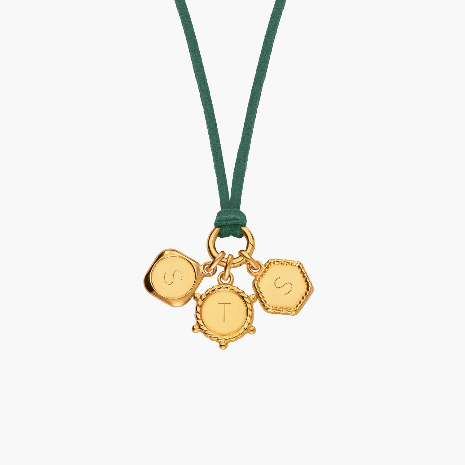 The Matcha Green Charmer Initial Necklace - Gold Vermeil-3 product photo