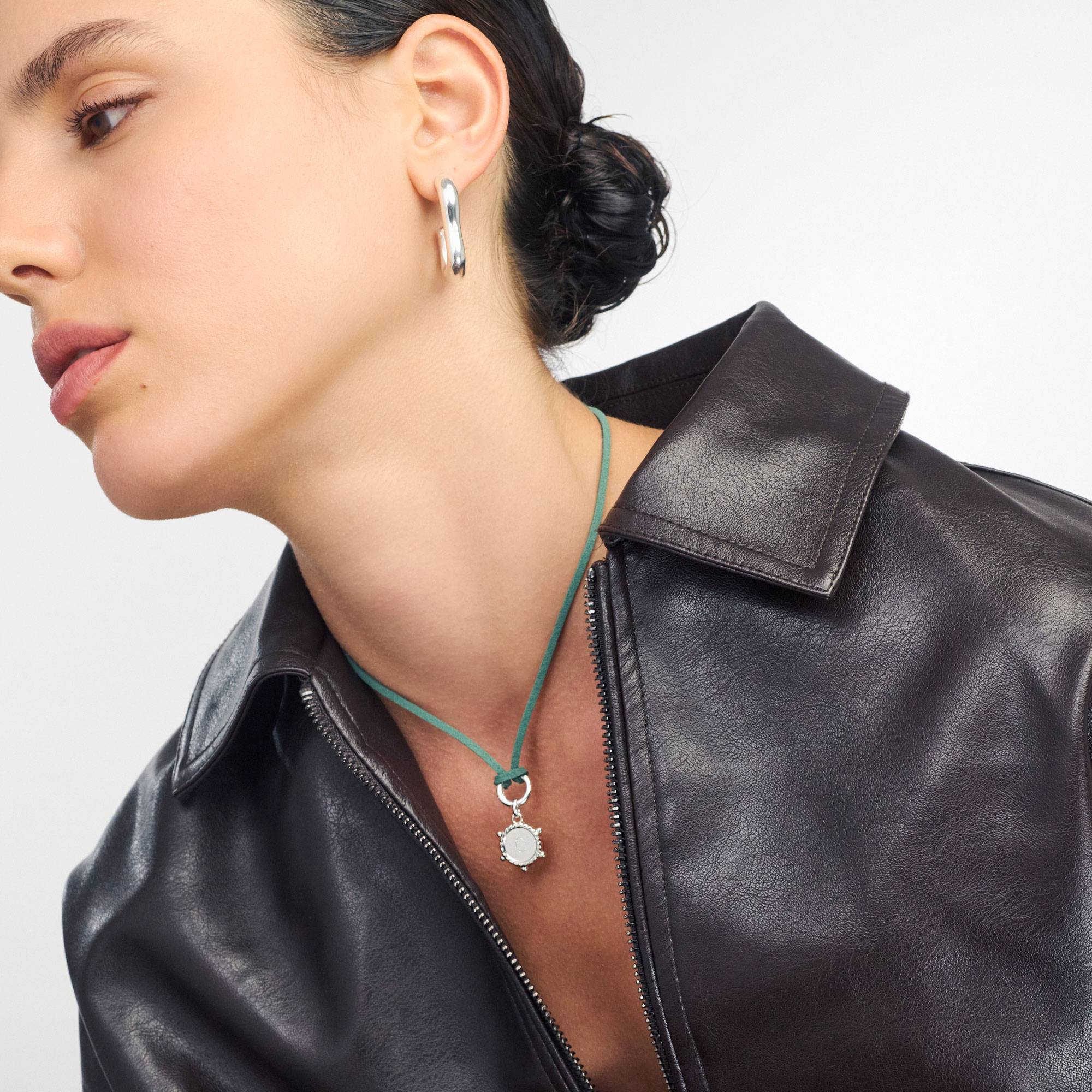 The Matcha Green Charmer Initial Necklace - Silver-1 product photo