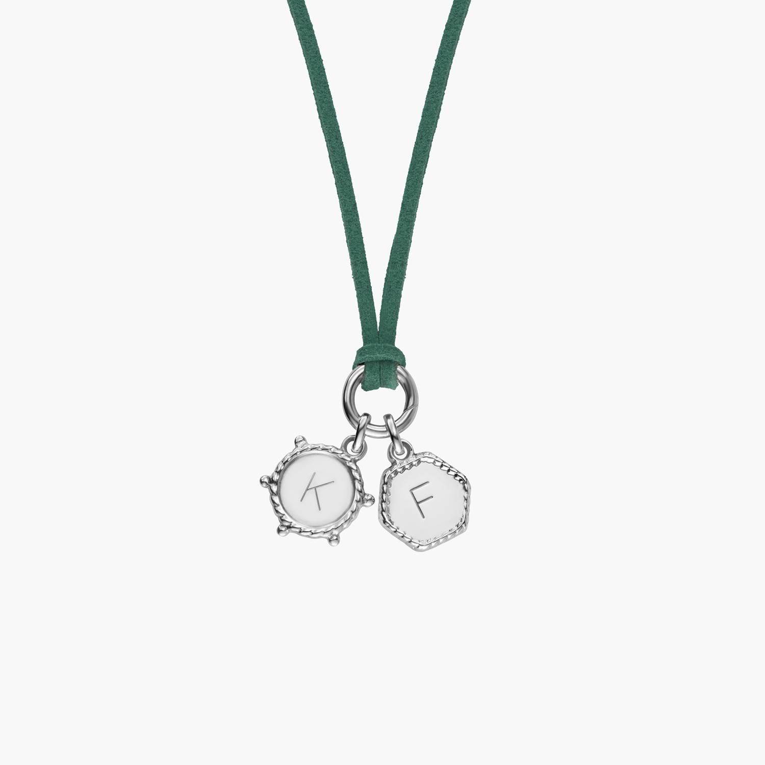 The Matcha Green Charmer Initial Necklace - Silver-3 product photo